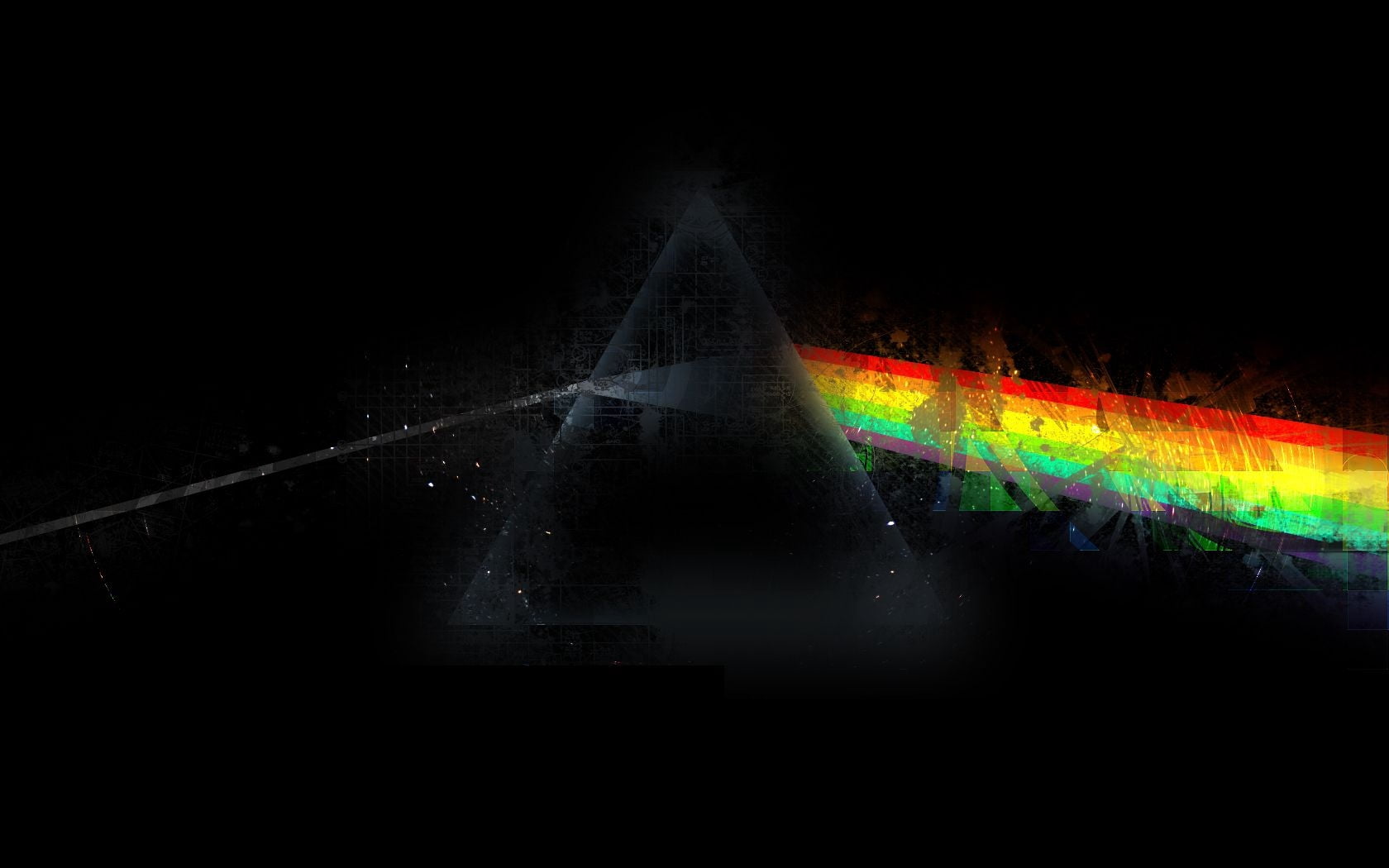 Pink Floyd The Dark Side of The Moon, triangle, rainbow, graphics