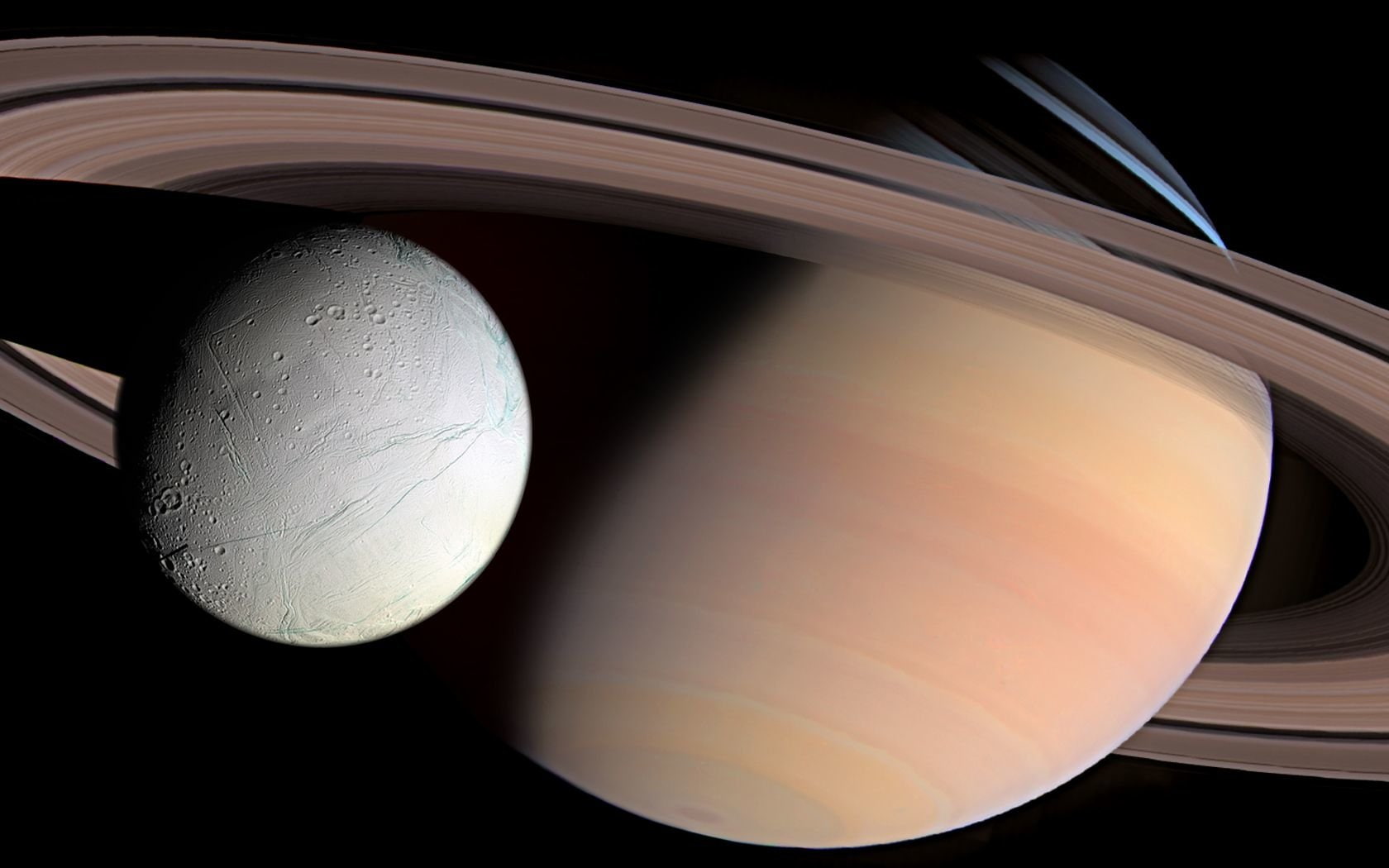 Sci Fi, Enceladus, Moon, Planet, Planetary Ring, Saturn, Space