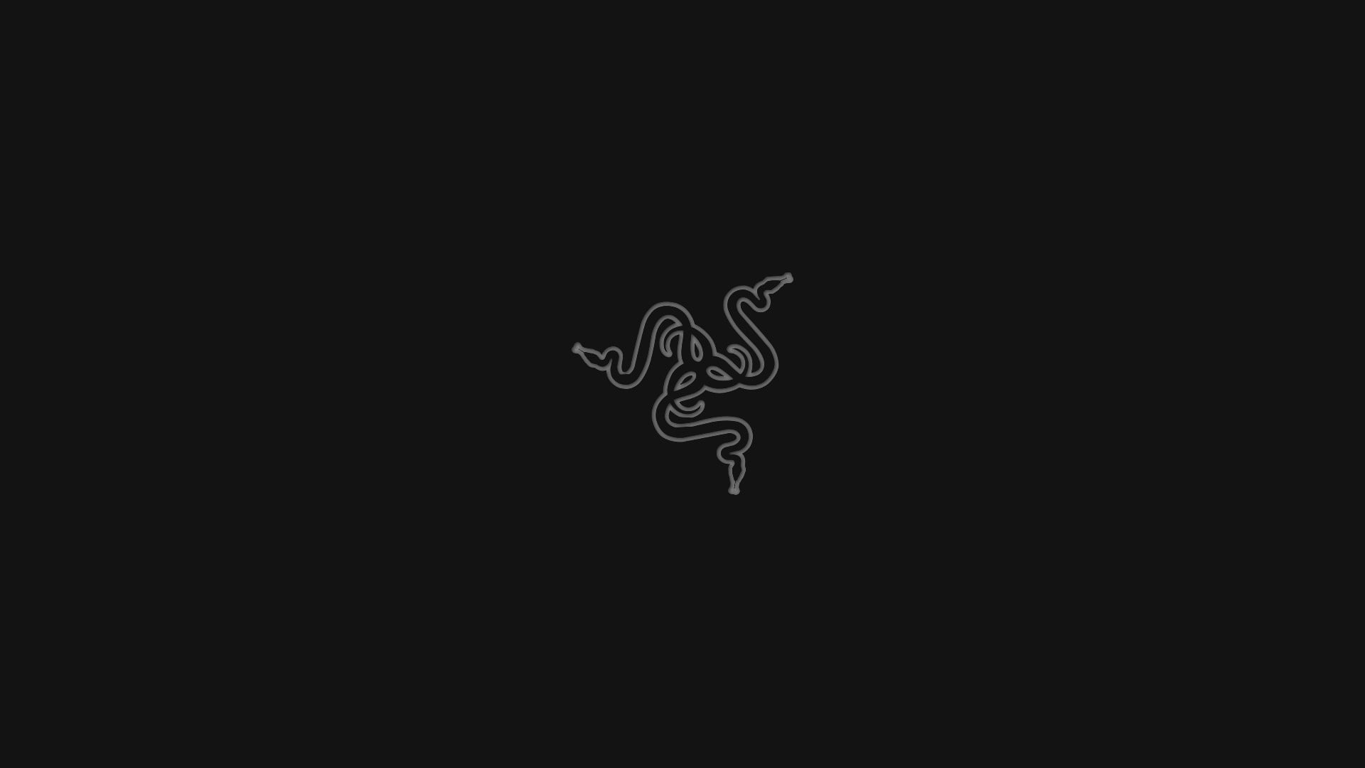 black Razer logo, dark, minimalism, copy space, black background