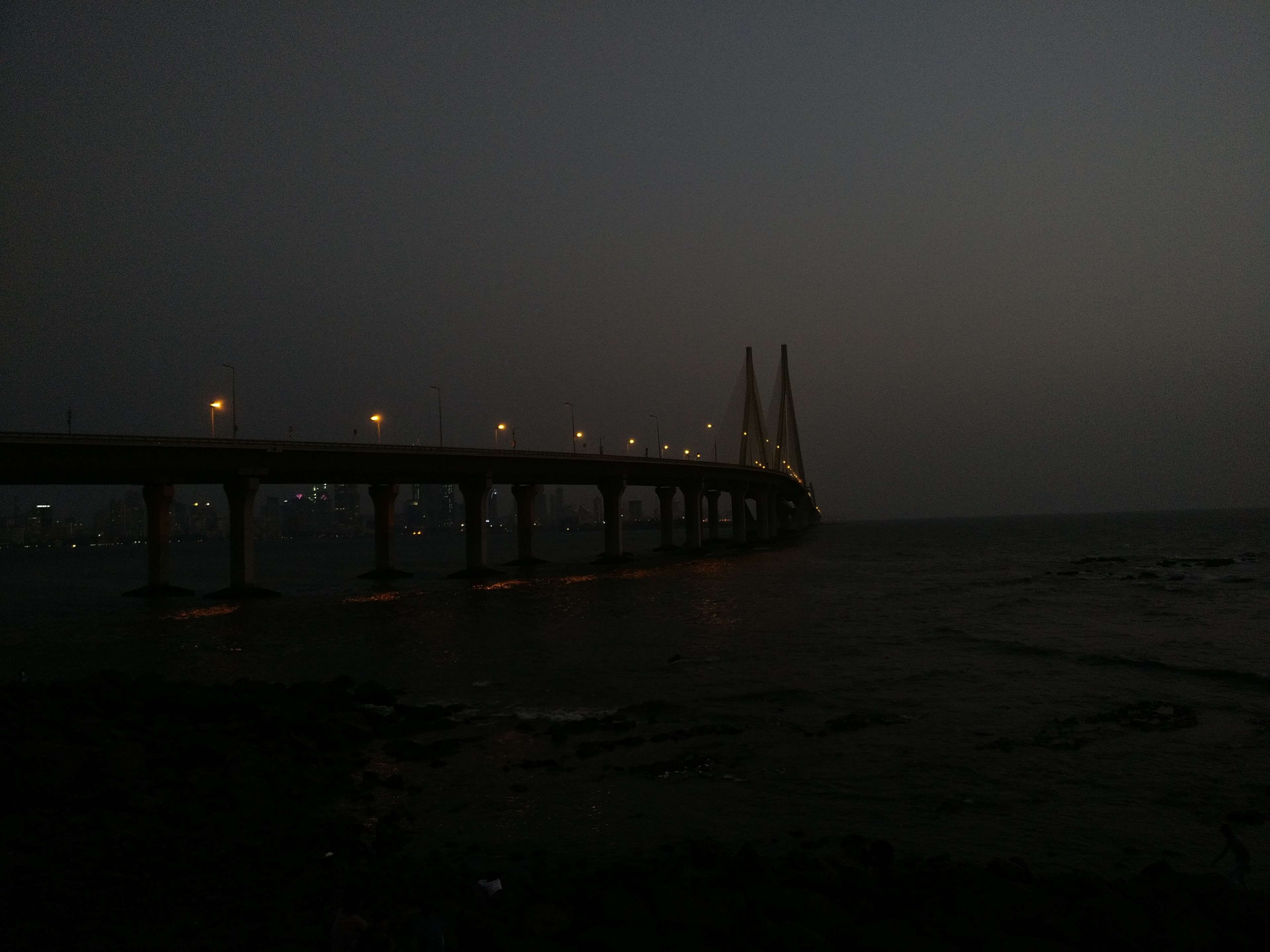 bandra, bridge, evening, india, mumbai, night, night lights