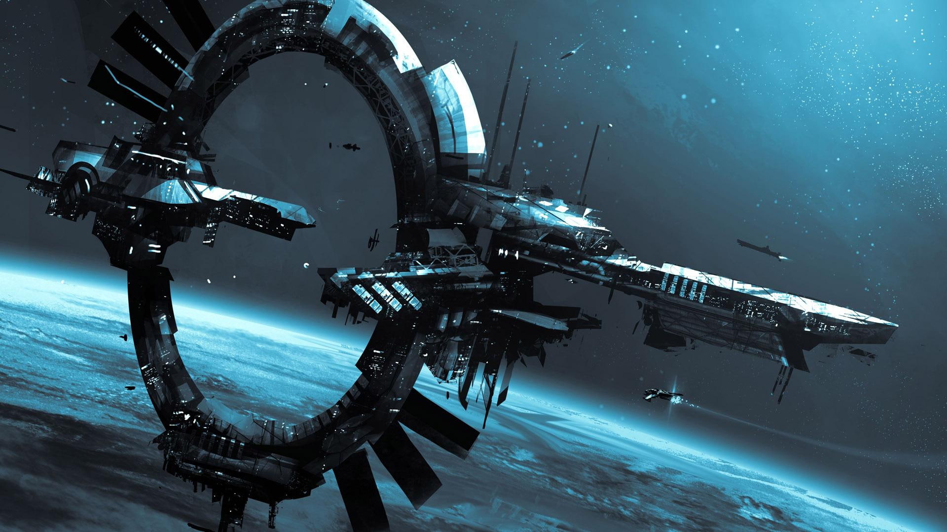 Spacedock, game application, fantasy, 1920x1080, spaceship, star