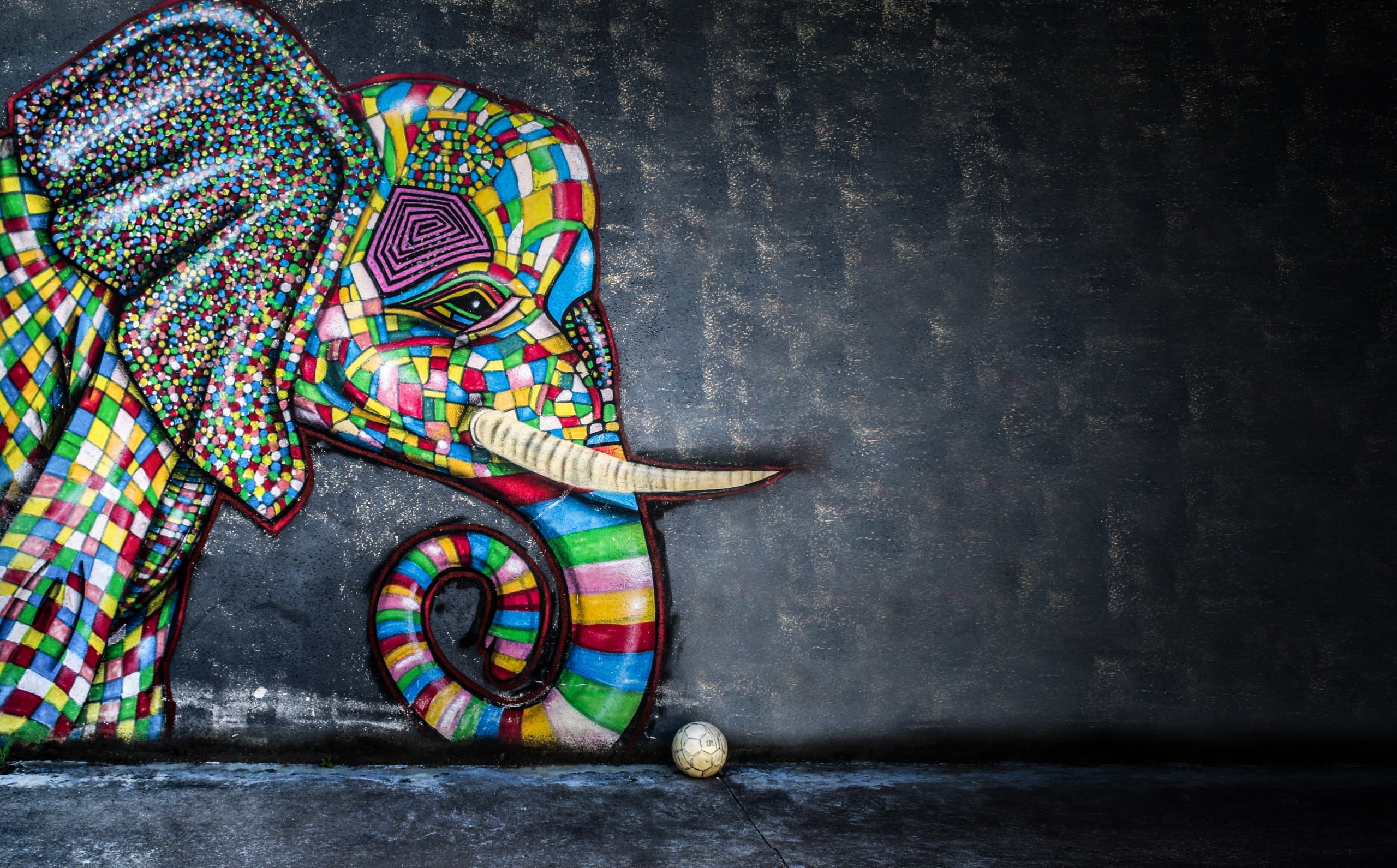 balls, artwork, colorful, elephant, mosaic, multi colored, art and craft
