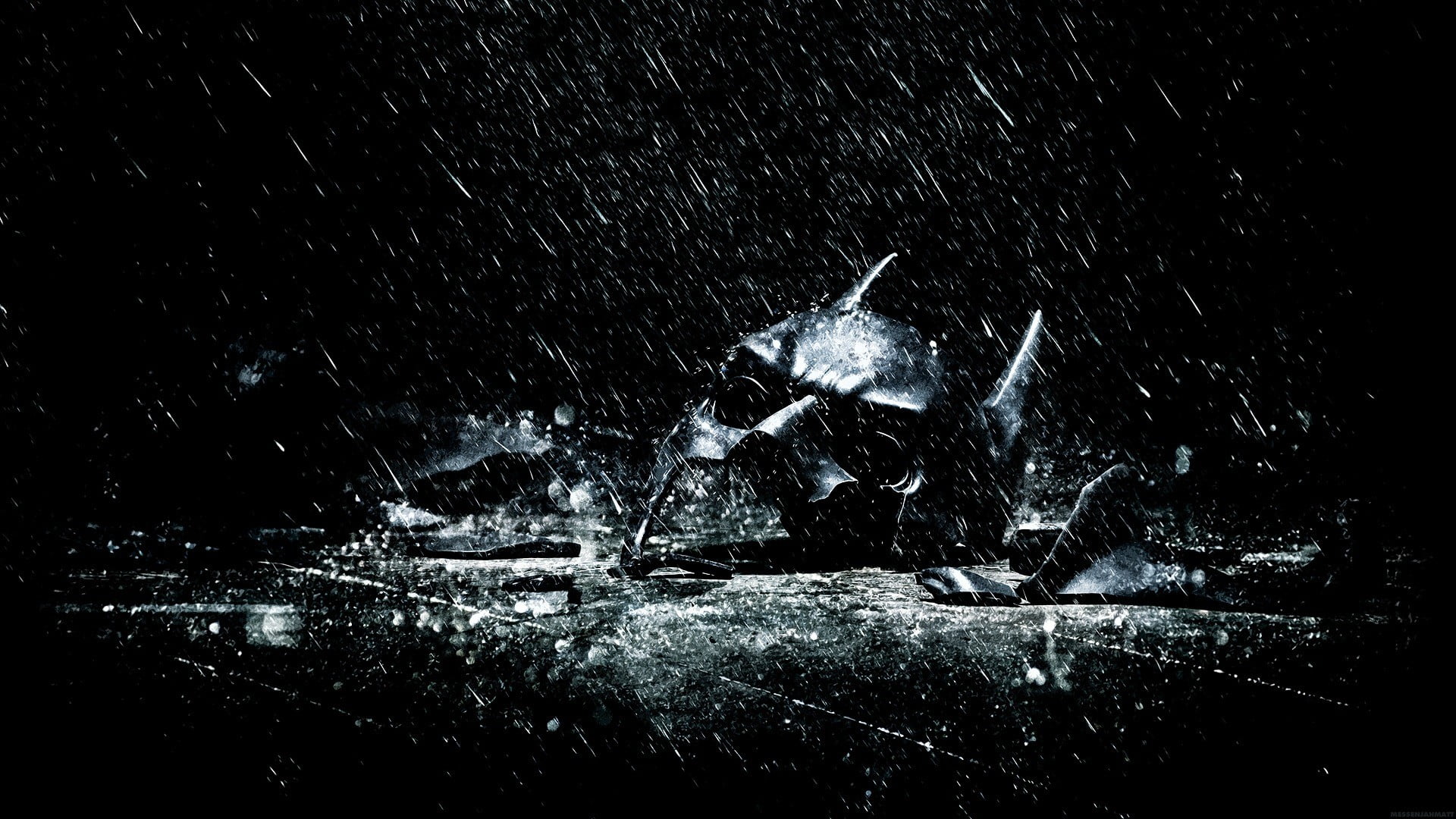 mask digital wallpaper, The Dark Knight Rises, shattered, Batman