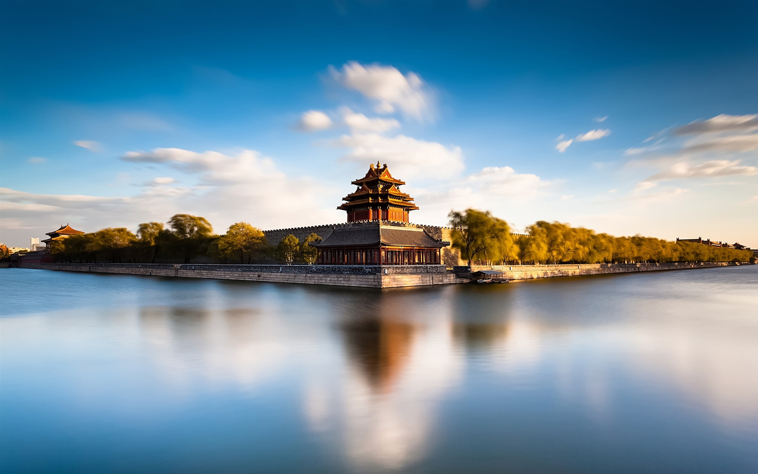Beijing Forbidden City Moat, China, river, water reflection