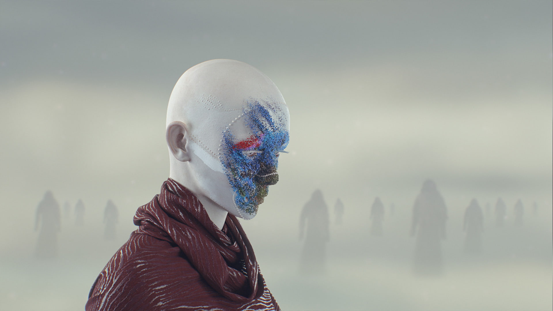 surreal, abstract, photo manipulation, fog, one person, real people