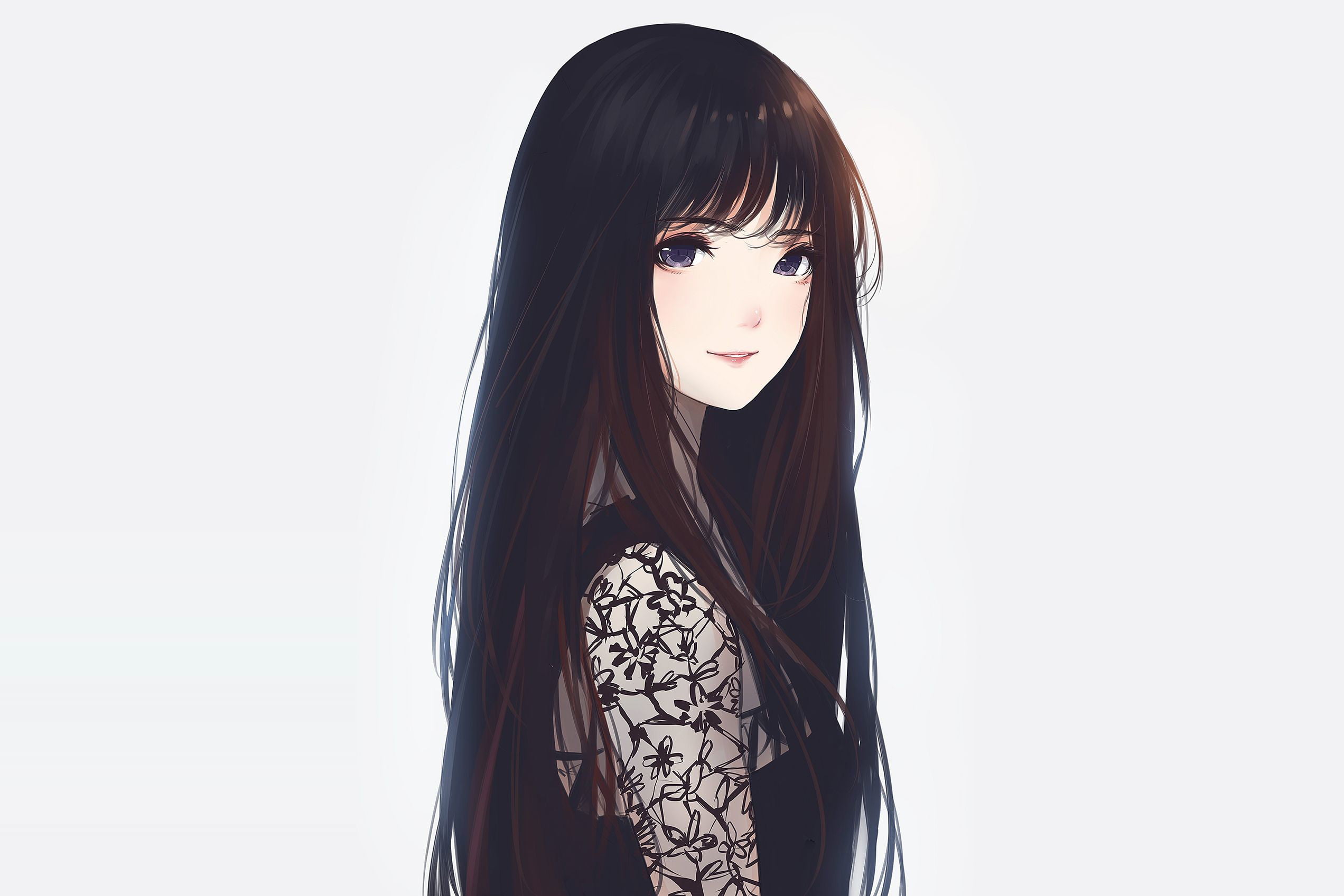 female anime character wearing black dress illustration, anime girls