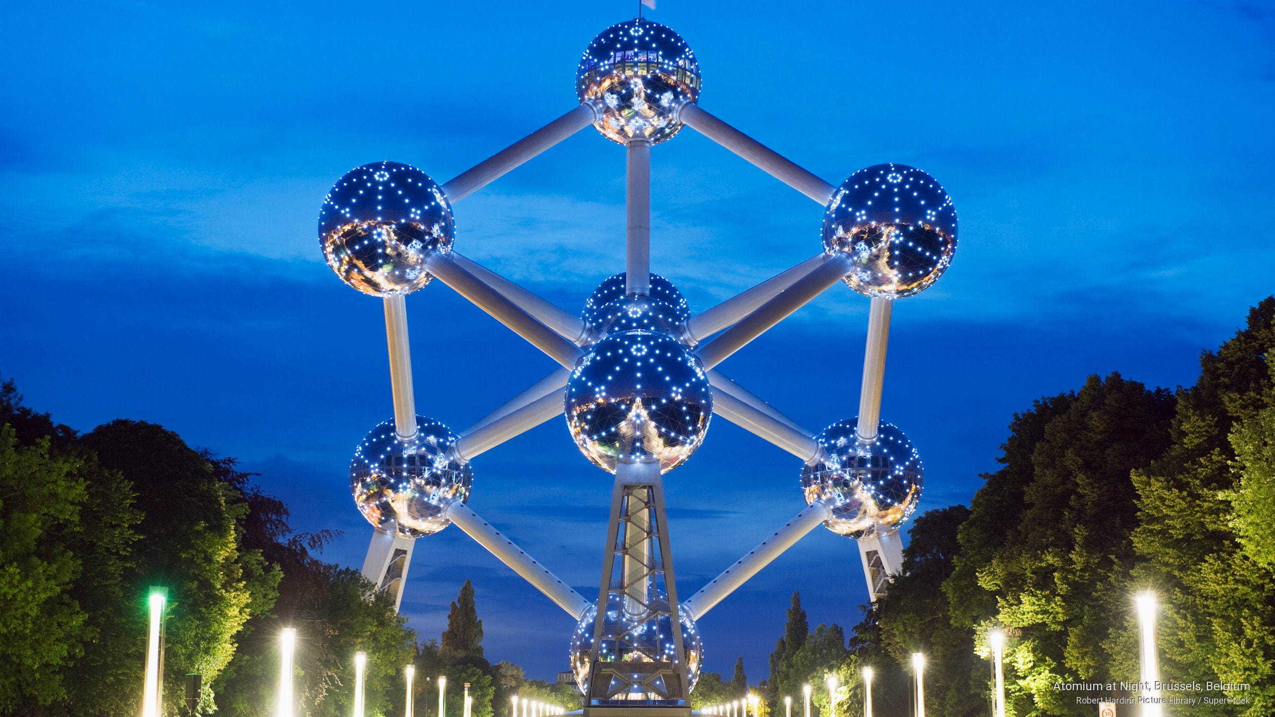 Atomium at Night, Brussels, Belgium, Landmarks