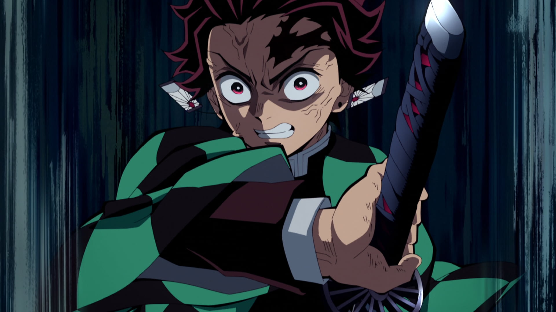 Kimetsu no Yaiba, Kamado Tanjiro, angry, katana, anime, Anime screenshot