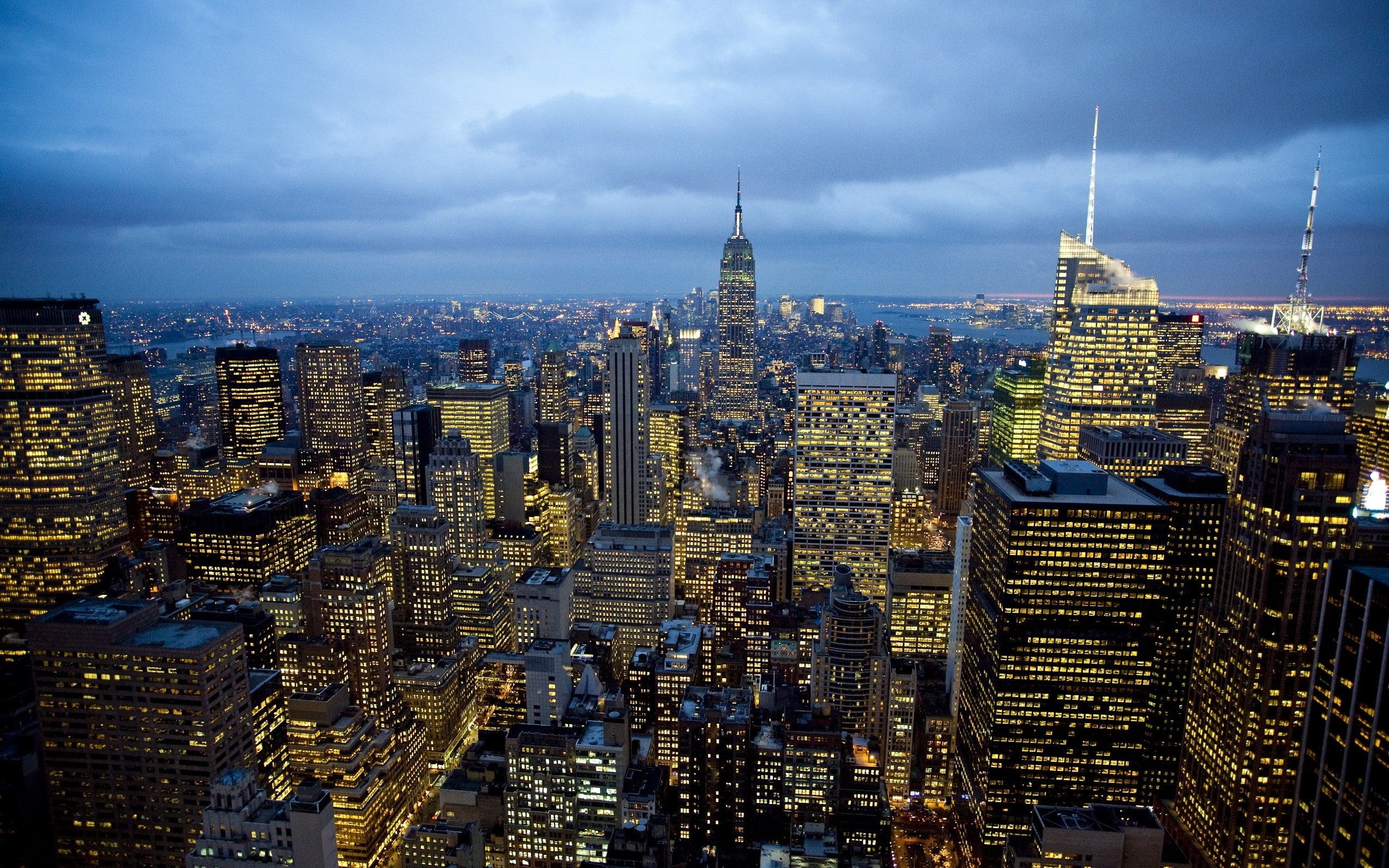 cityscape, lights, skyscraper, New York City