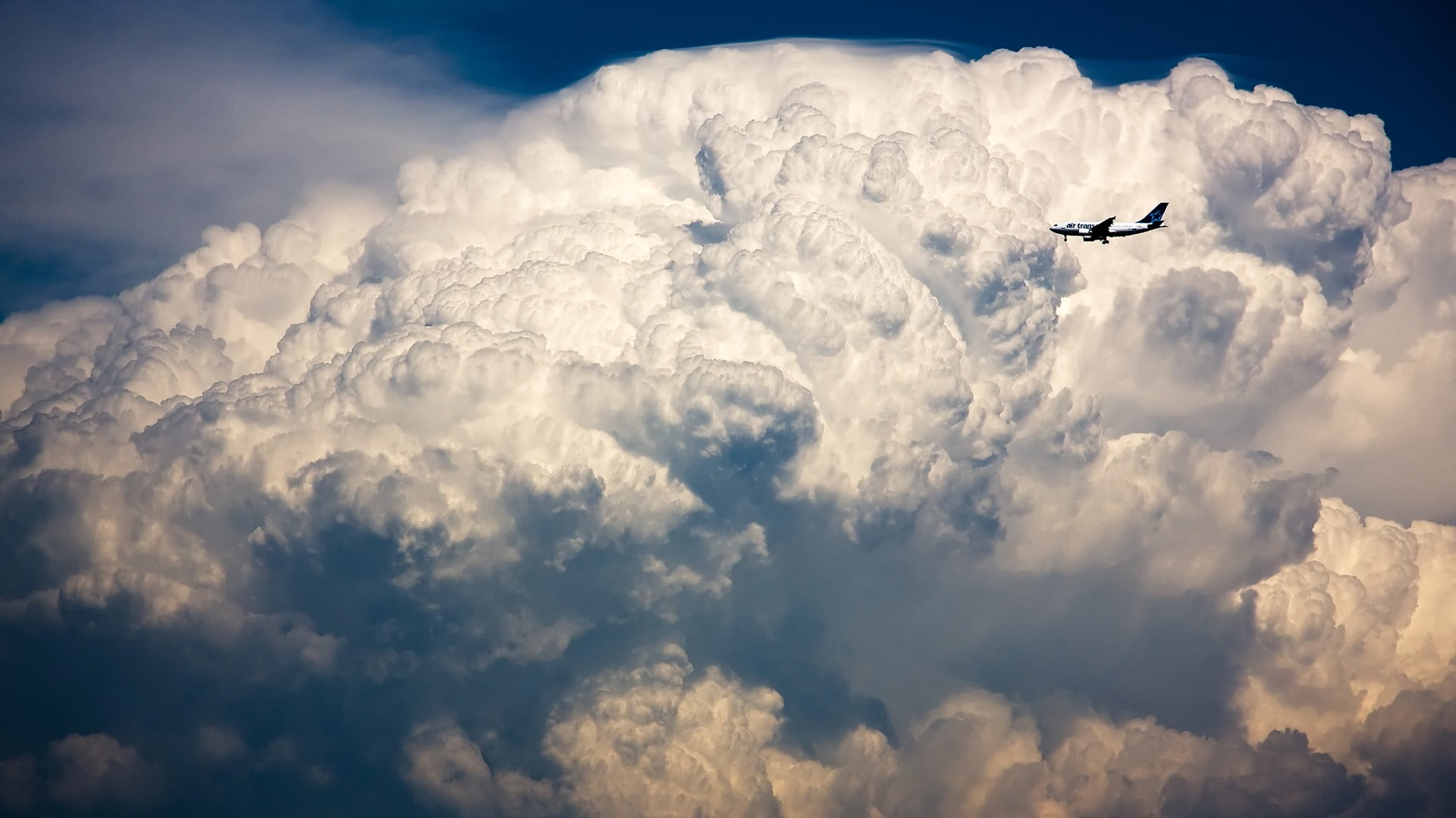 white clouds, sky, airplane, aircraft, flying, cloud - sky, air vehicle