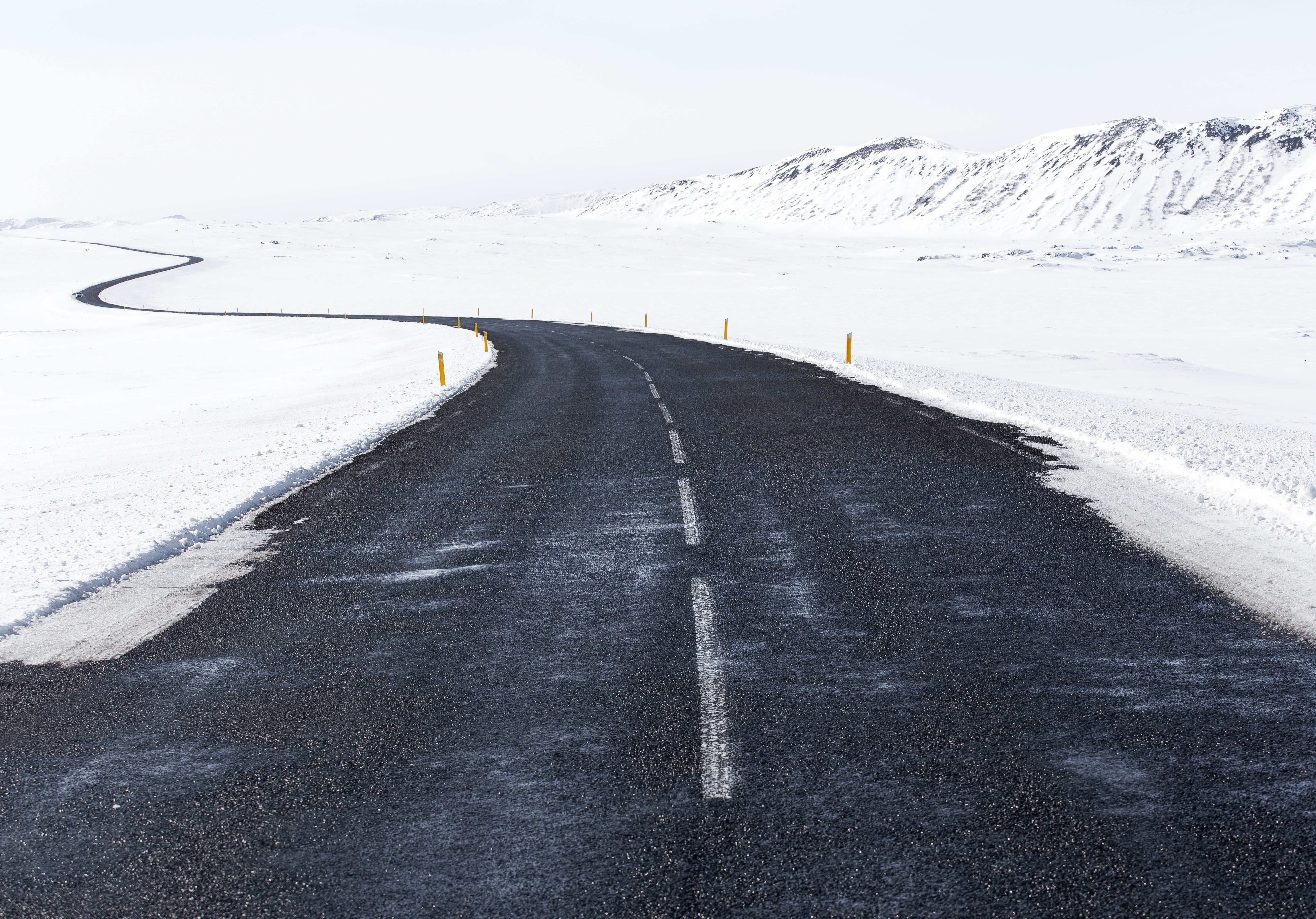 asphalt road, nature, snow, cold temperature, winter, the way forward