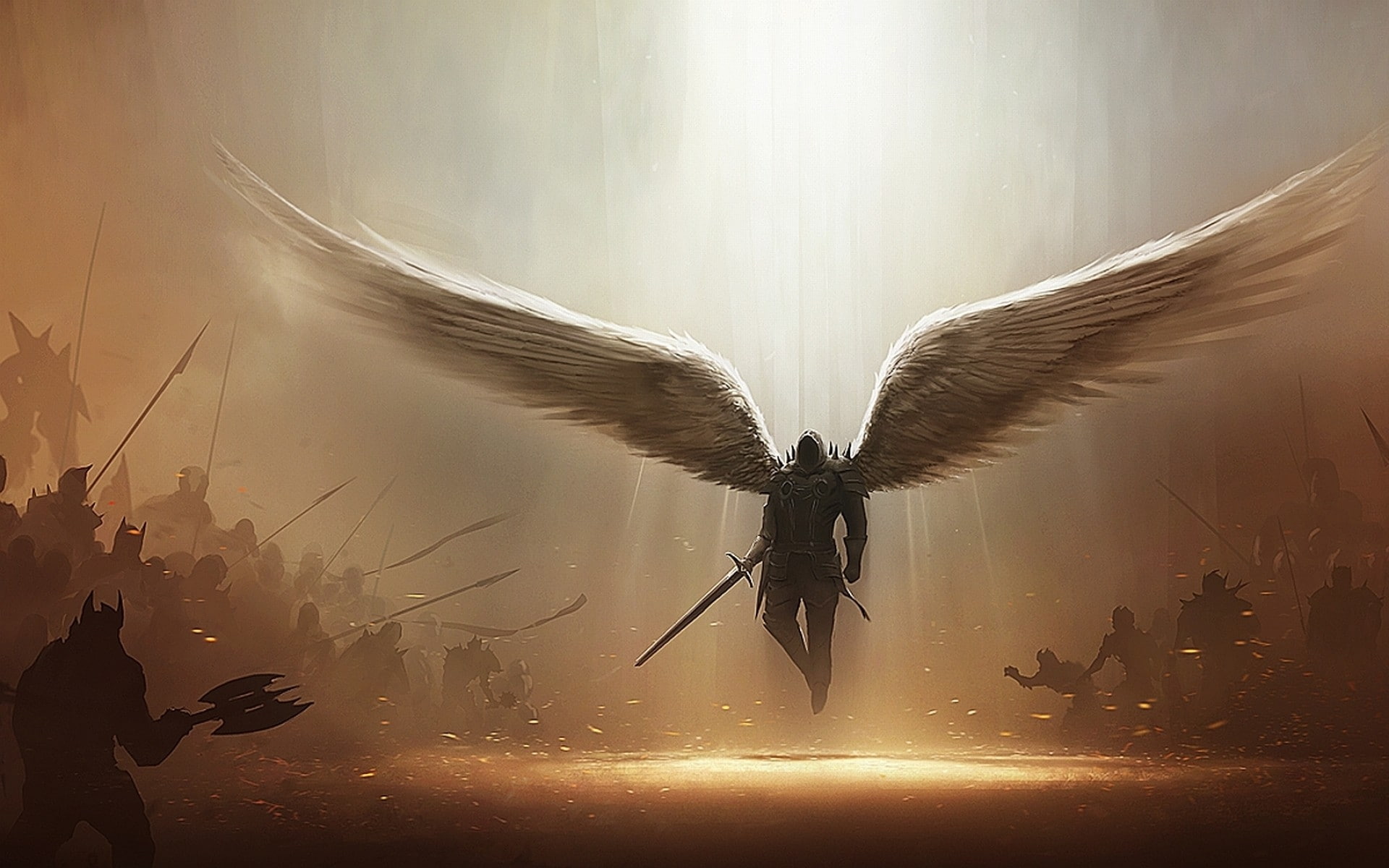 wings diablo weapons legend fantasy art armor tyrael artwork warriors swords 1920x1200  Art Fantasy art HD Art