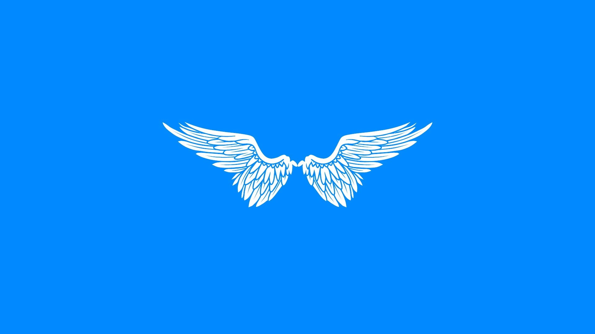 white wings wallpaper, simple, minimalism, angel, blue, blue background