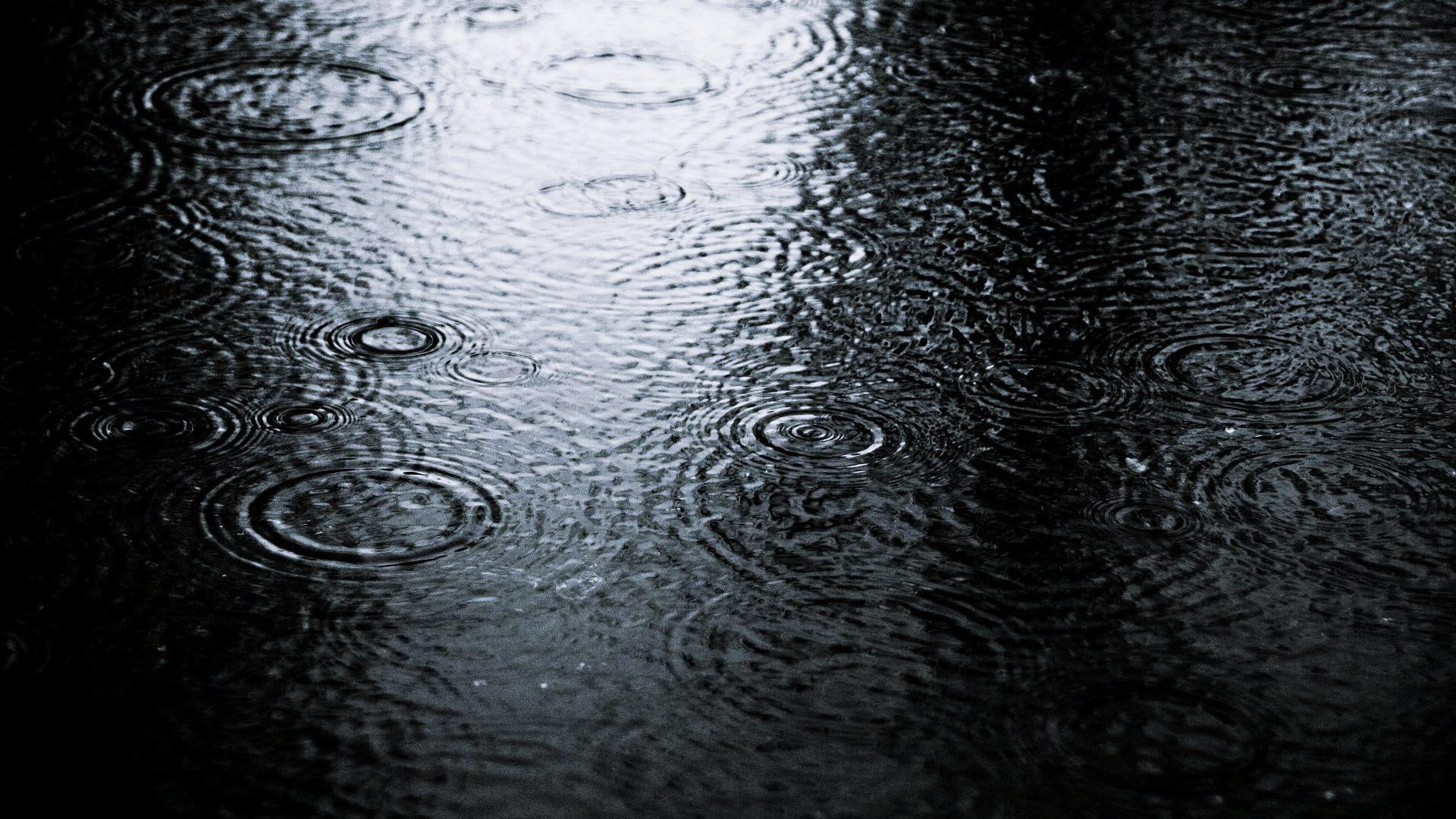 Rain Desktop Black Background, body of water, 1920x1080