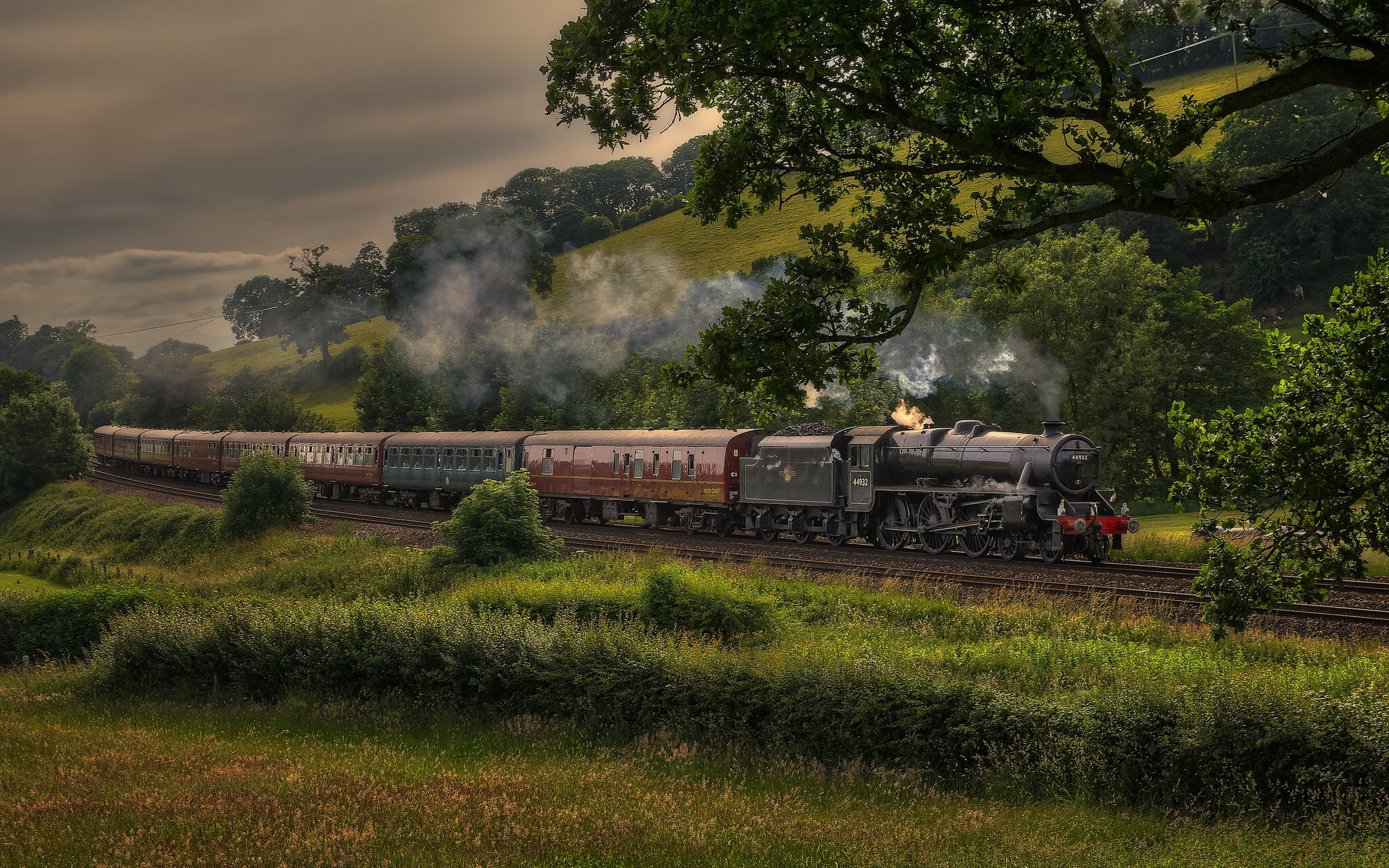 brown and black train, the engine, composition, rail transportation