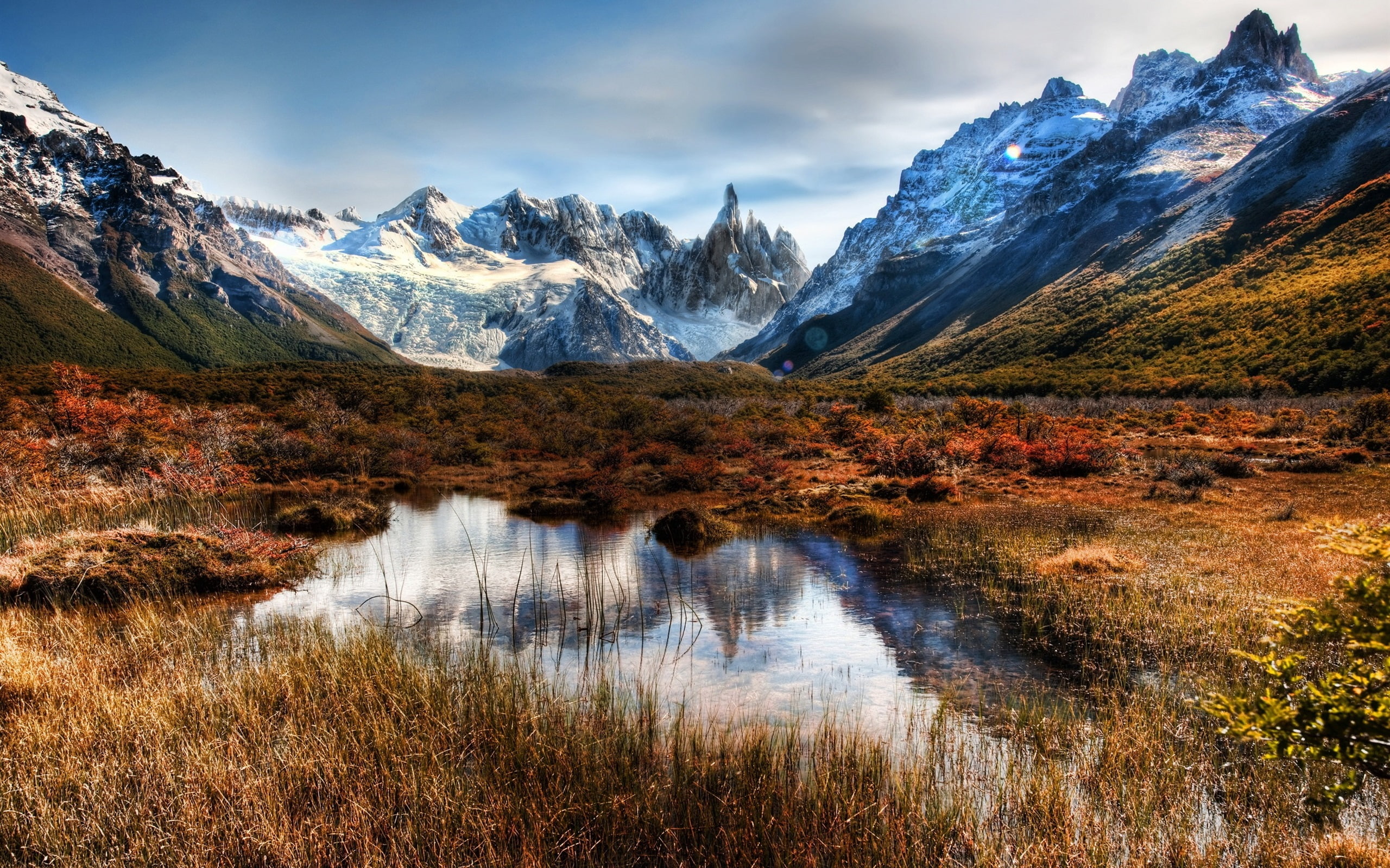 Chile, Patagonia, mountains, rocks, snow, water