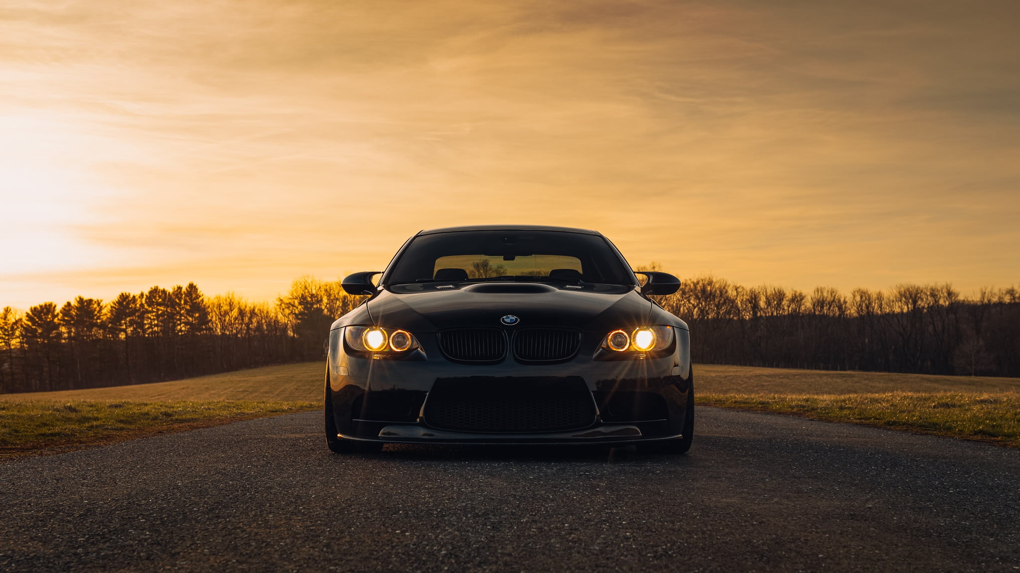 BMW, Sunset, E92, Forest, M3