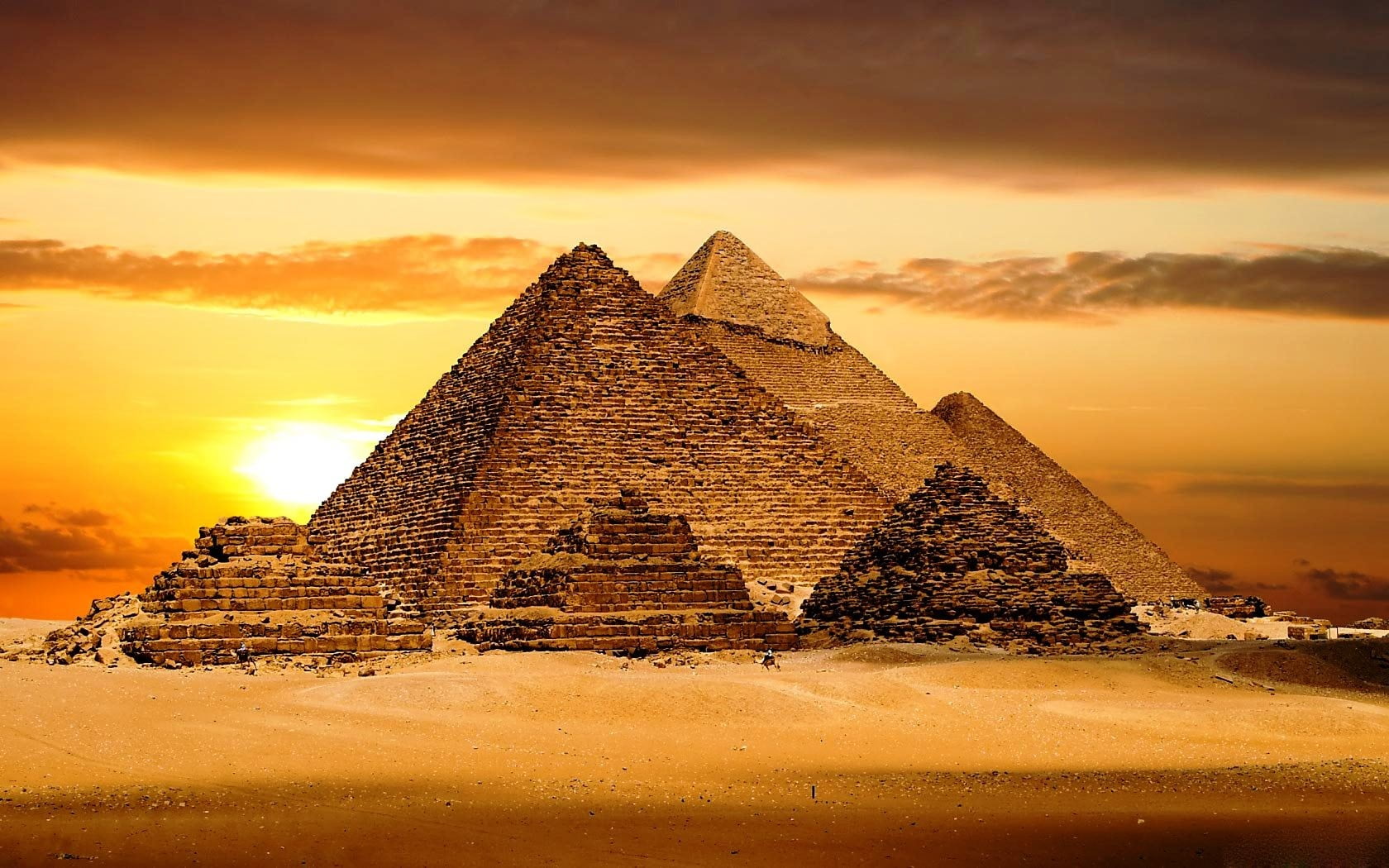 Pyramid of Giza, Egypt, sky, sunlight, ancient, history, the past