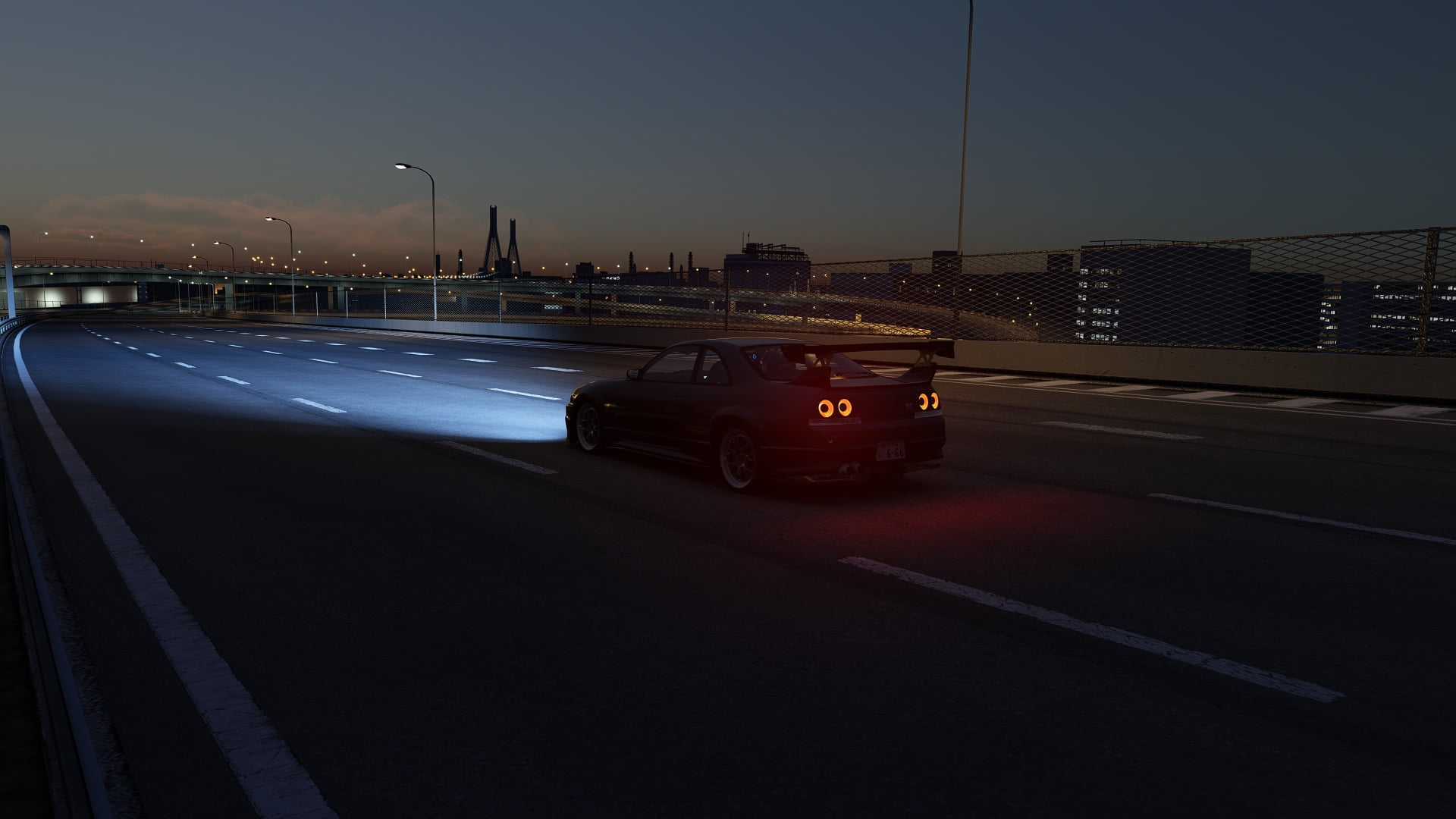 Nissan GT-R, Nissan GTR R33, night, Japan, JDM, Assetto Corsa