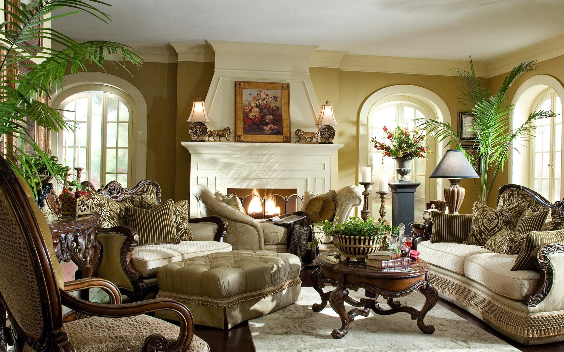 beige fabric sofa set, furniture, antique, beautiful, interior