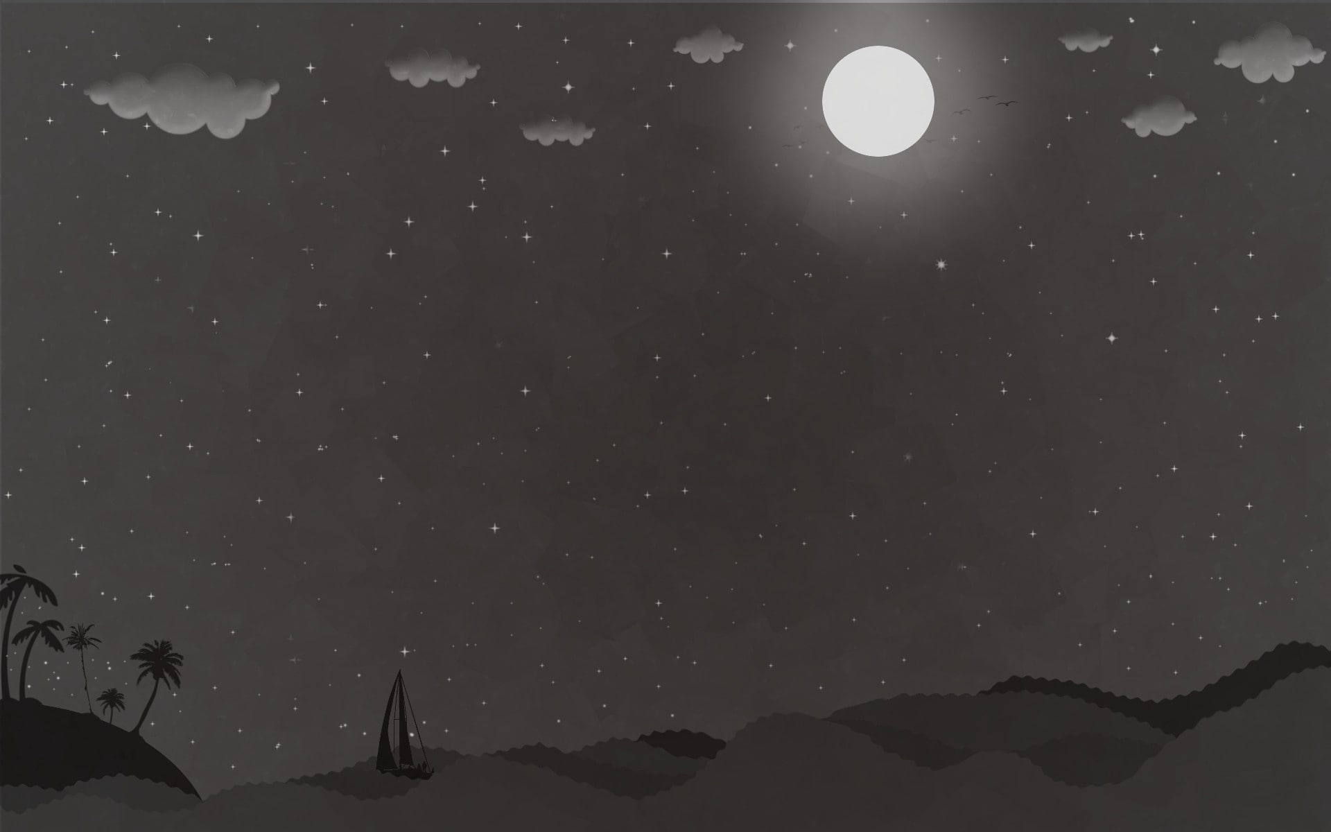Moon, night, simplistic