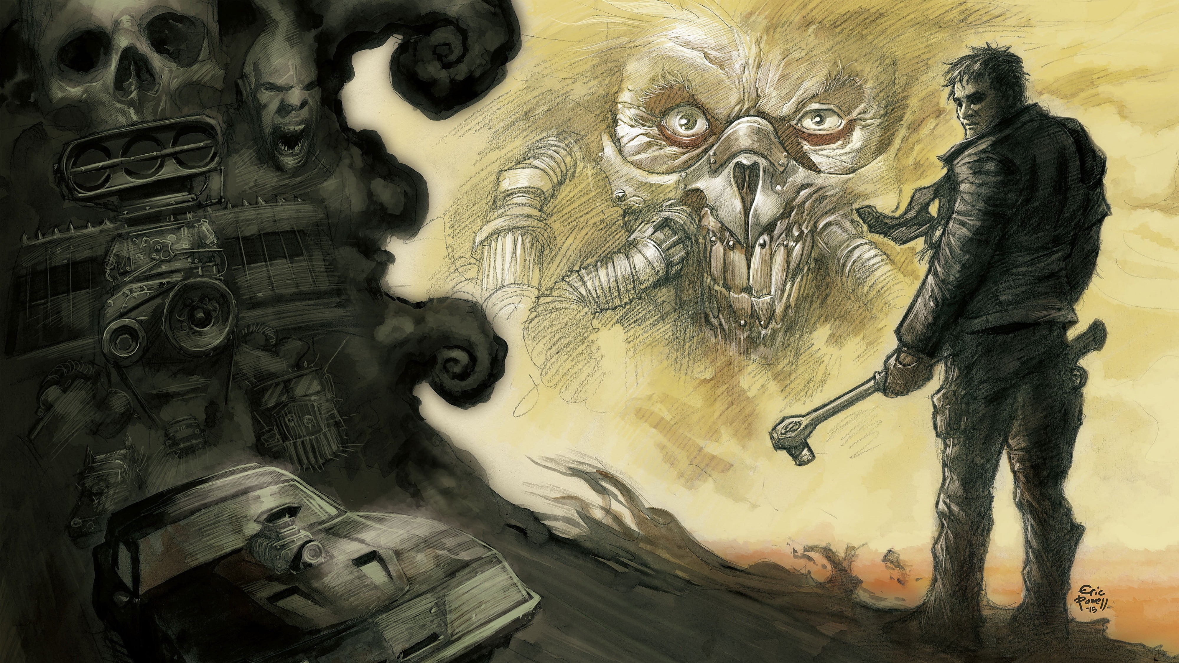 man with ratchet illustration, Mad Max, Mad Max: Fury Road, Immortan Joe