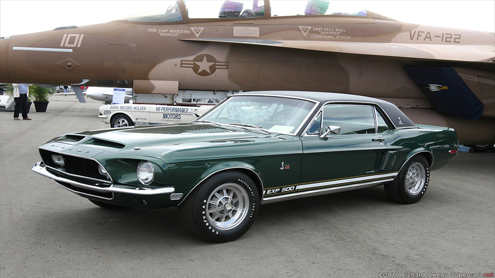 green classic Ford Mustang Shelby coupe, car, mode of transportation