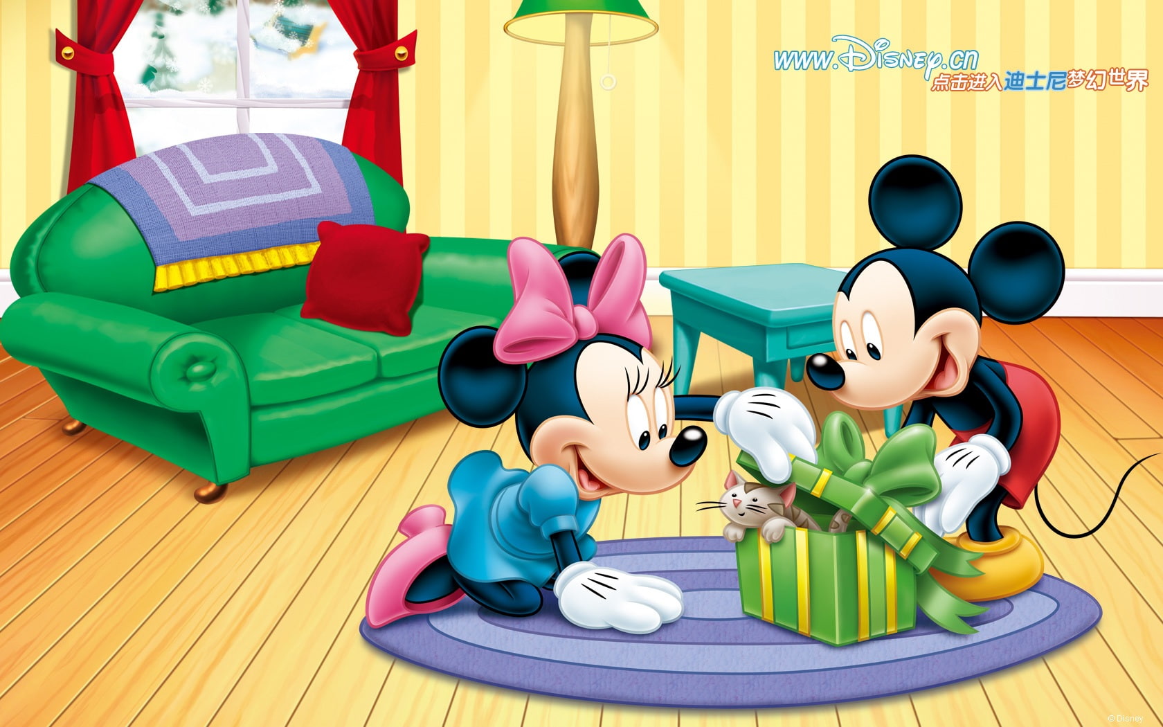 Mickey and Minnie and pets, mickey and minnie mouse illustration