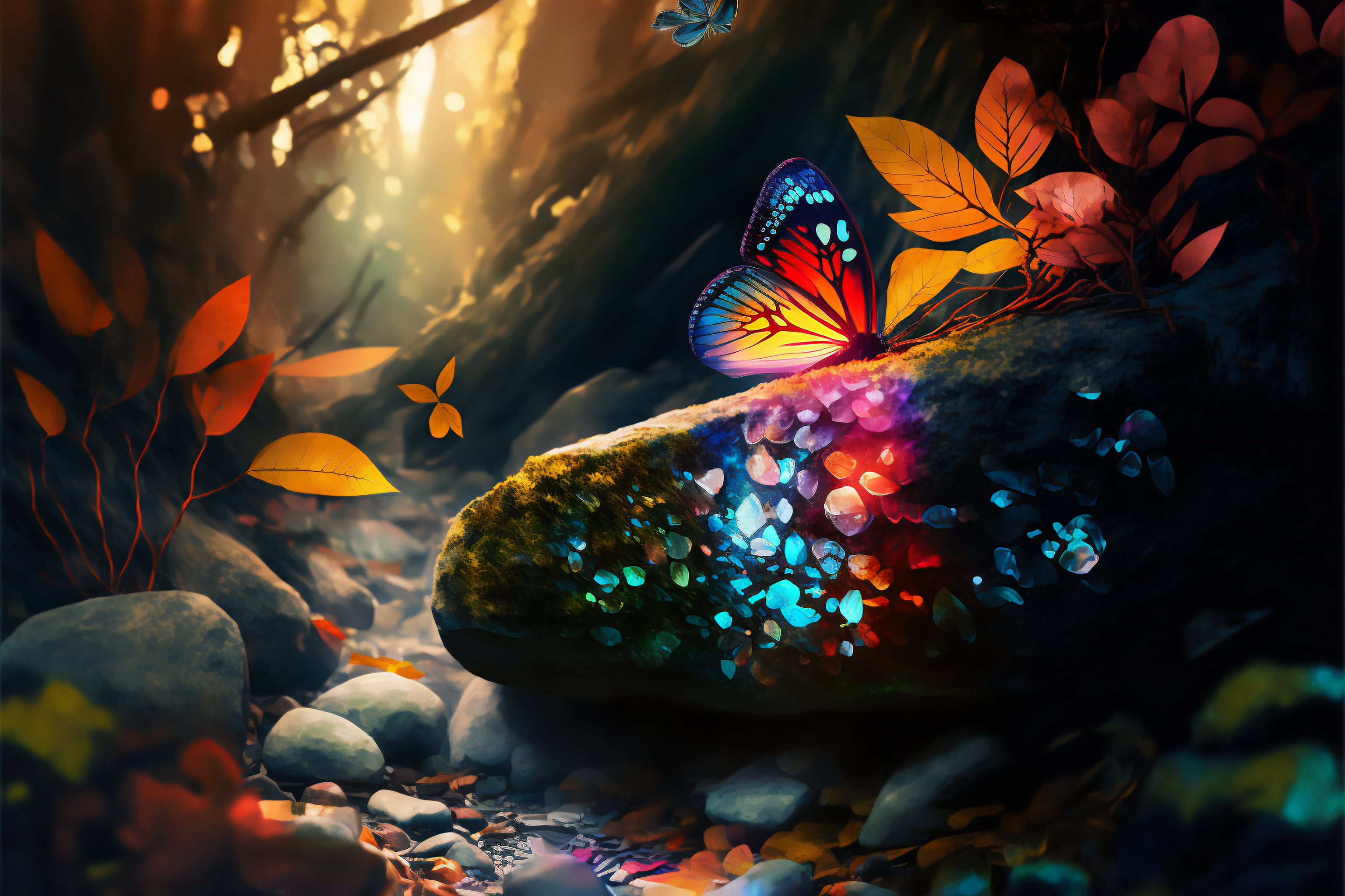 AI art, illustration, butterfly, fall