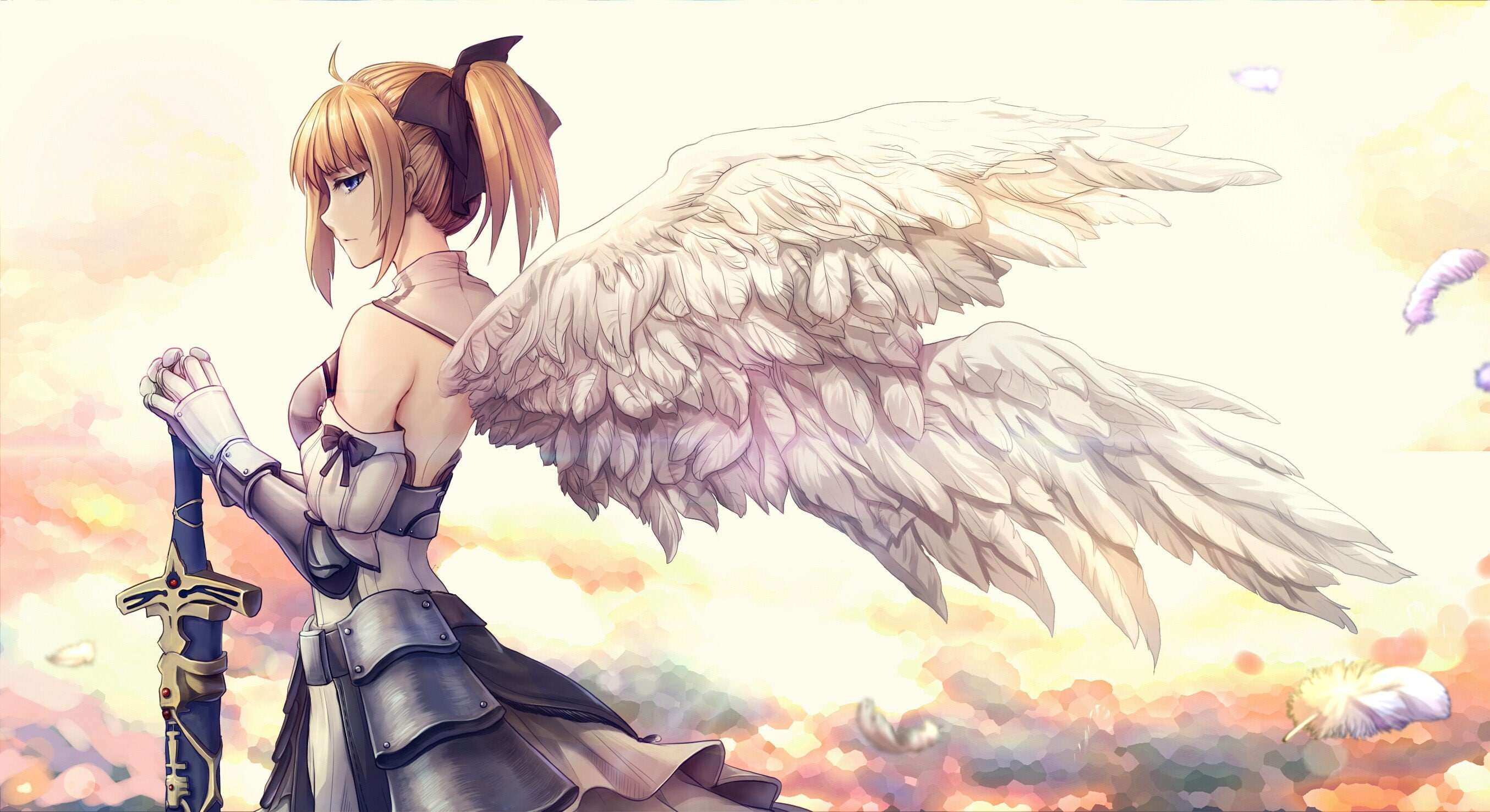 anime, Anime Girls, Fate, Fate Series, feathers, Saber Lily