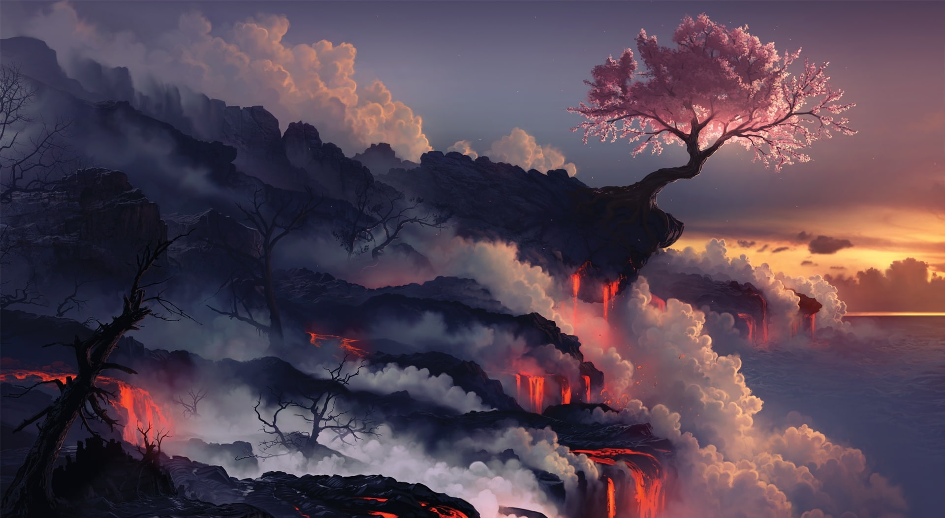 Scorched Earth, white clouds, Artistic, Fantasy, beauty in nature