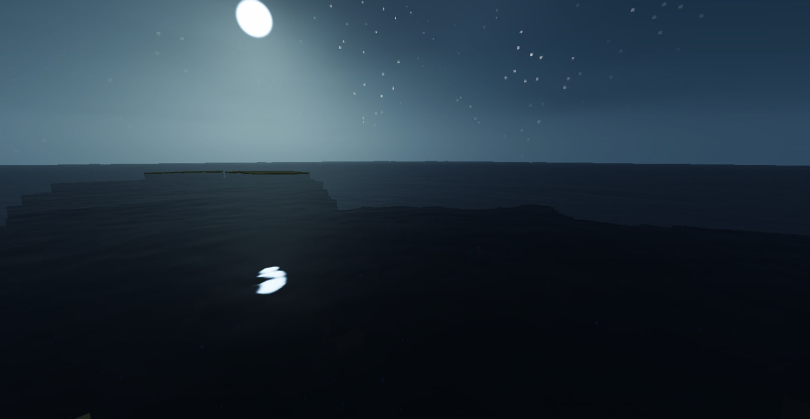 Minecraft, landscape, night, moon, water, scenics - nature