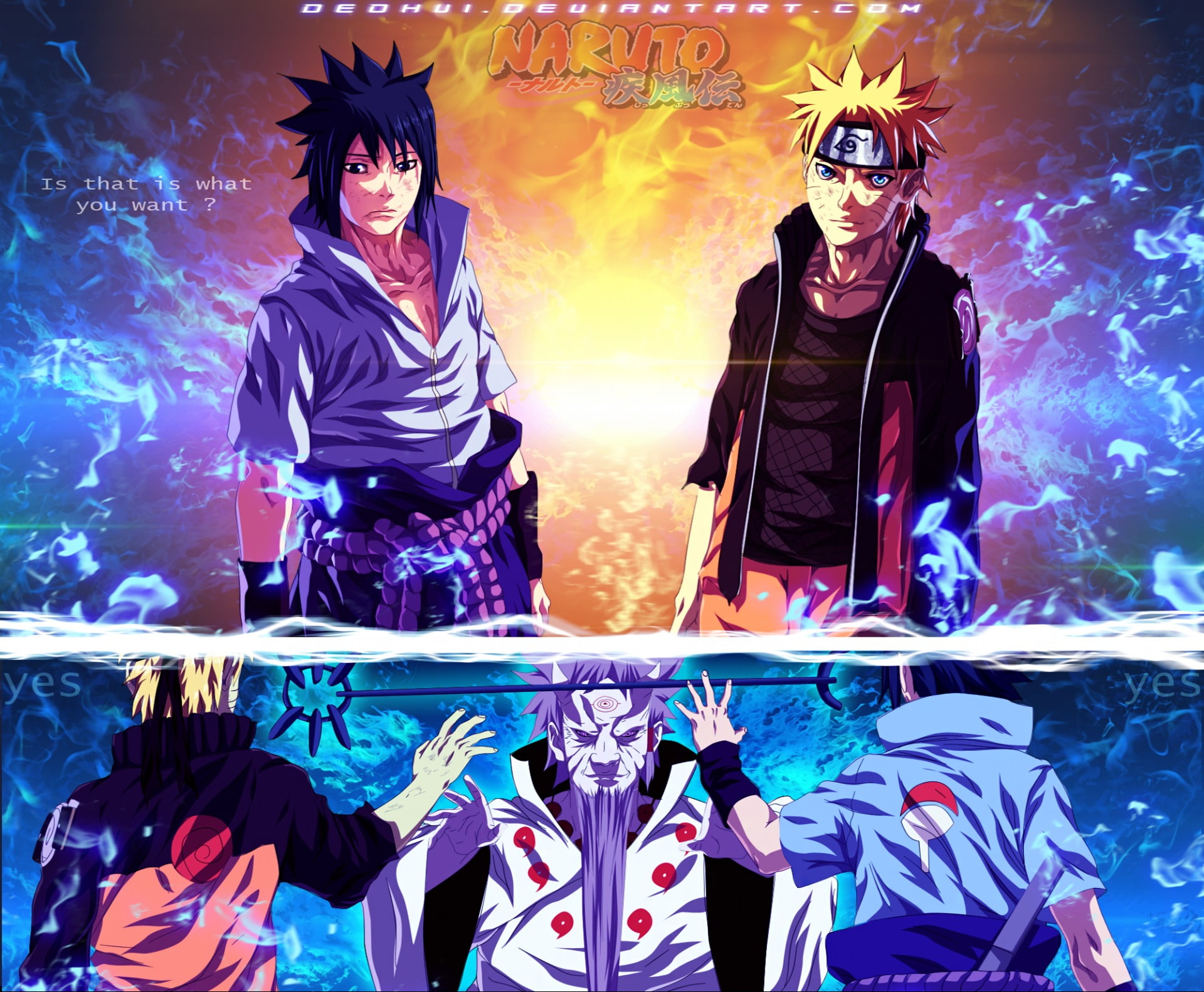 Naruto Uzumaki, Sasuke Uchiha, and Hagoromo wallpaper, Anime