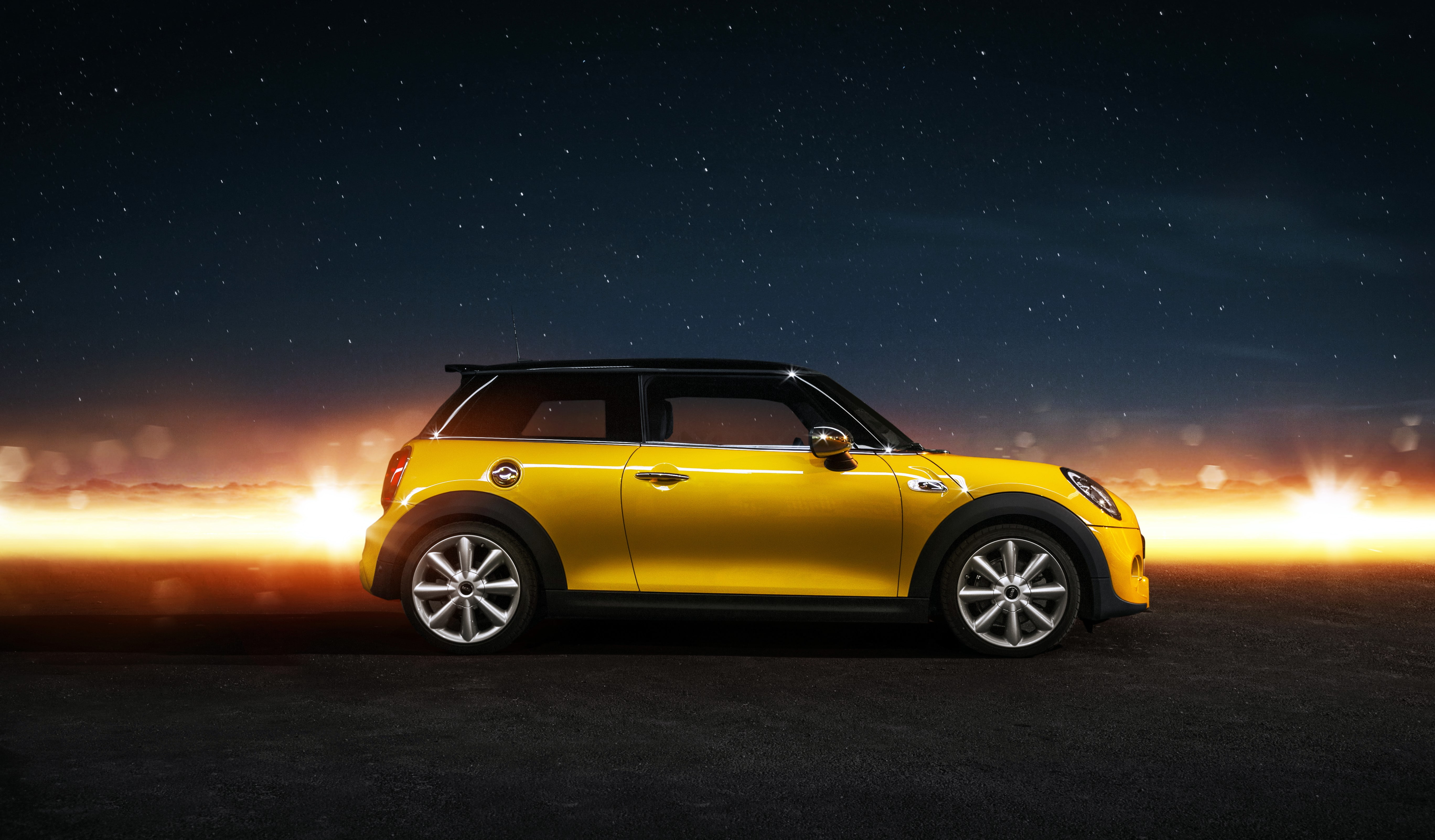 Mini cooper s, Side view, Car, night, mode of transportation