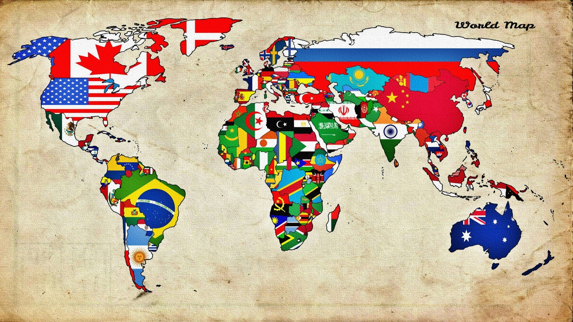 Countries, Flag, map, world