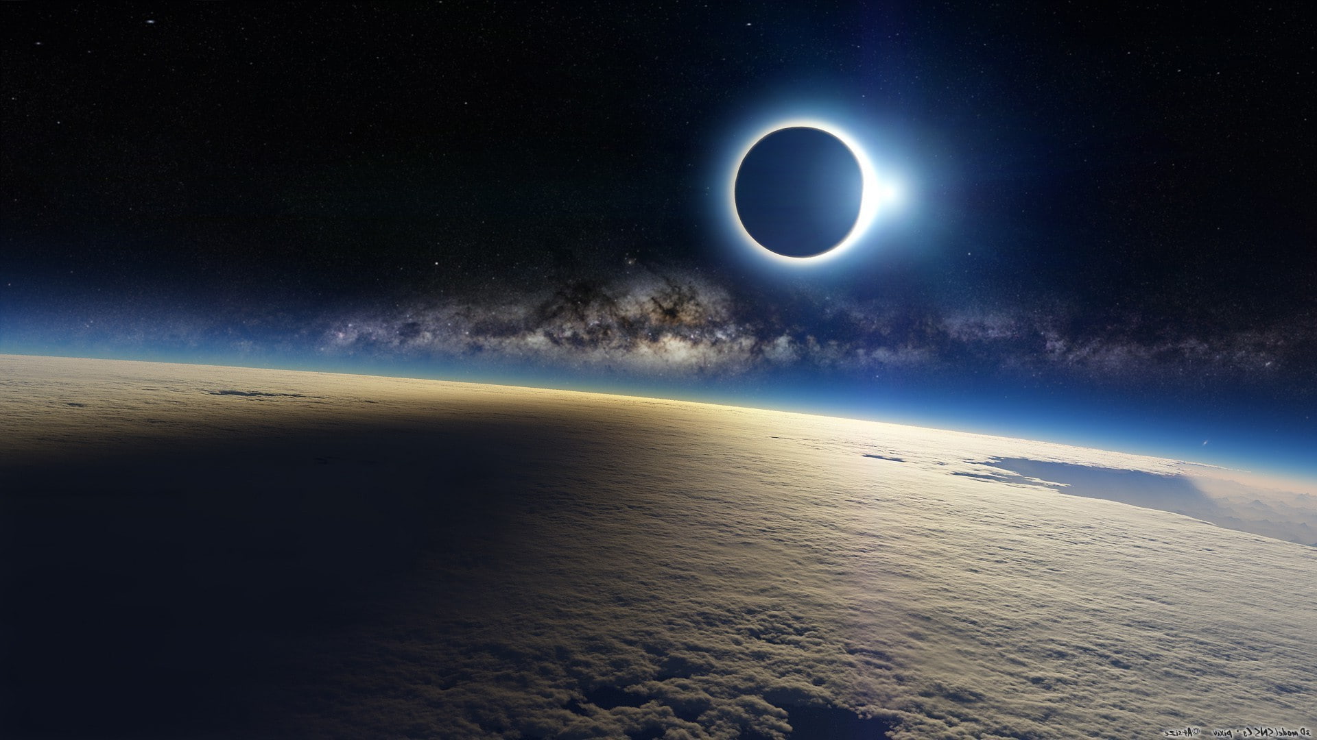 landscape clouds solar eclipse planet space eclipse, night