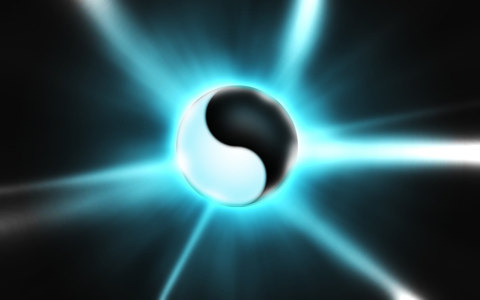 yin yang illustration, rendering, white, ball, black, Yin-Yang
