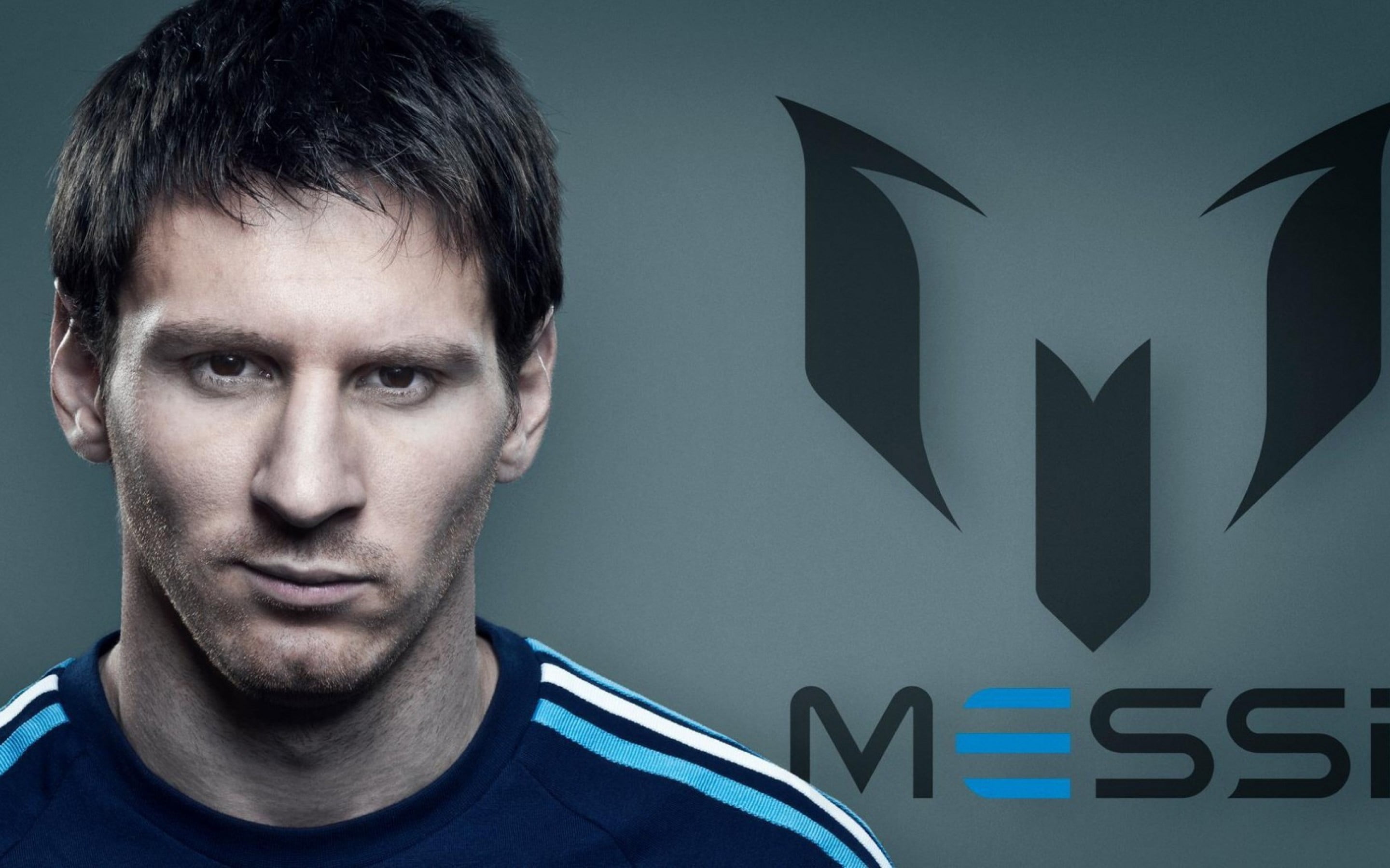 men's blue and black polo shirt, Lionel Messi, FC Barcelona, portrait