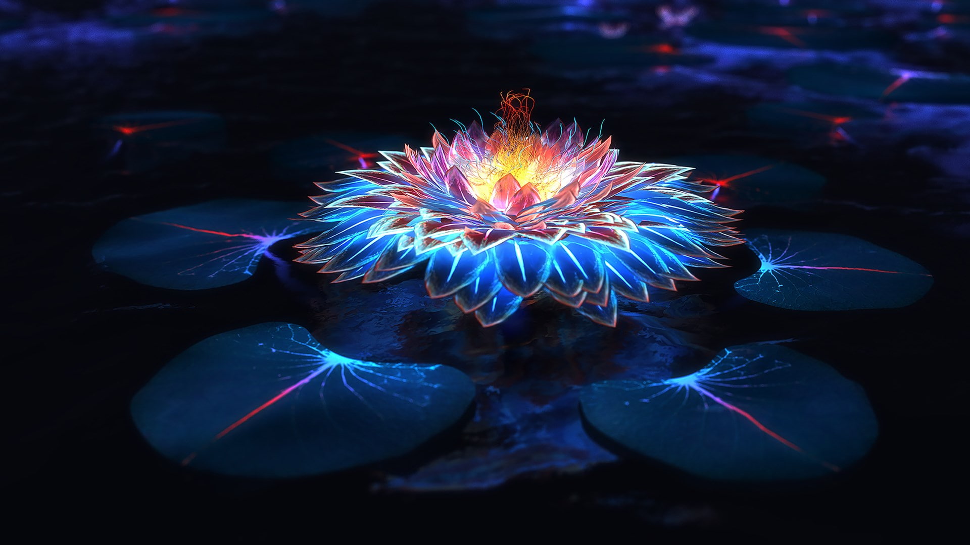 psychedelic, abstract, flower, fantasy art, nature, water, sea