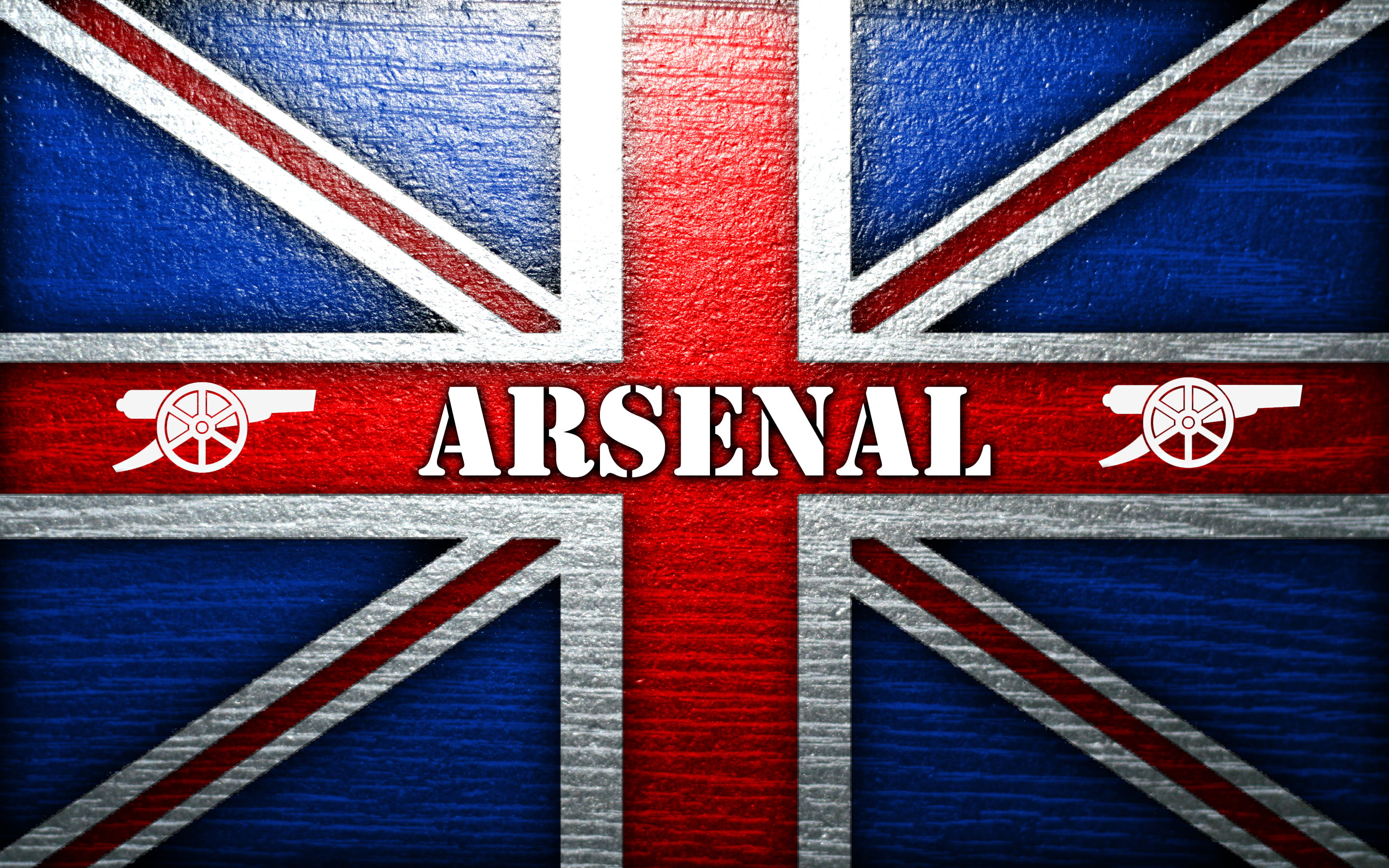 United Kingdom flag with text overlay, background, gun, Arsenal