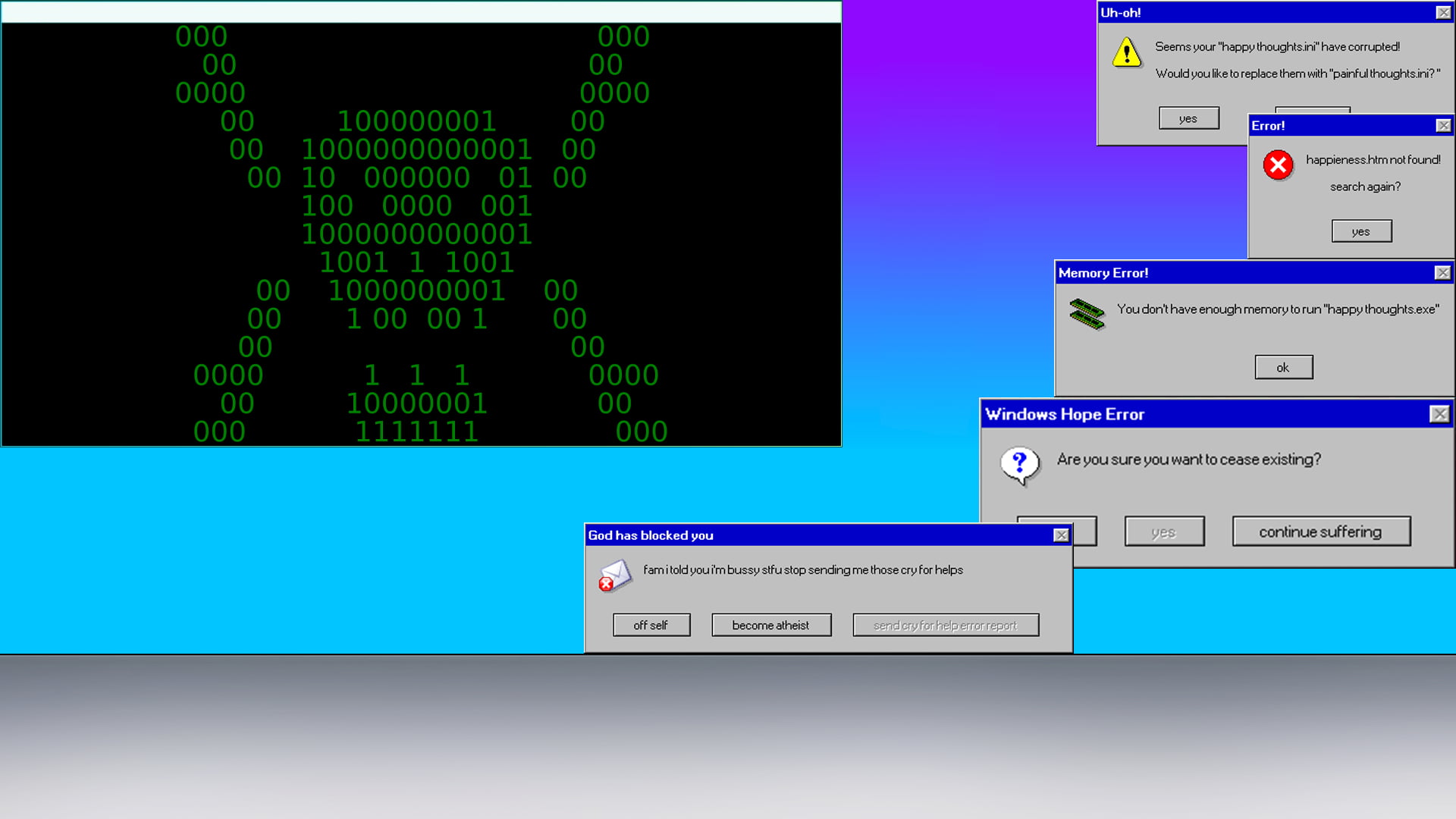 simple background, digital, errors, binary, gradient