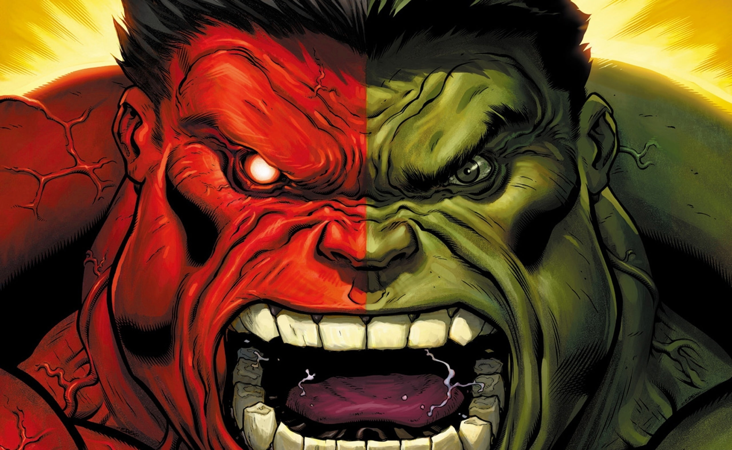 Red Hulk vs Green Hulk, red and green Incredible Hulk wallpaper