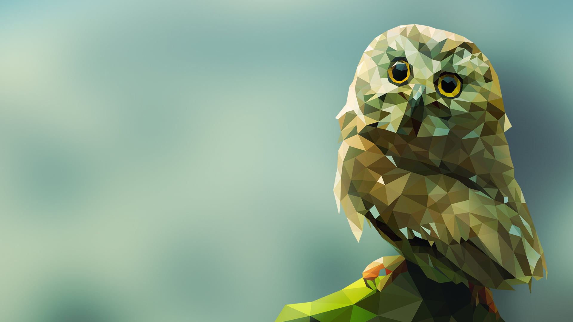 brown owl illustration, brown mosaic owl painting, animals, digital art