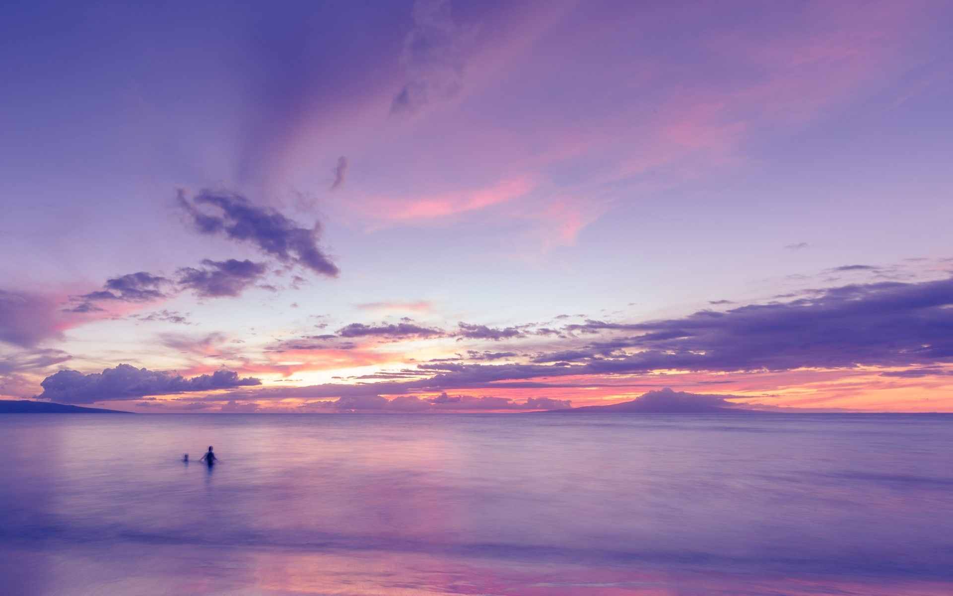 body of water, sea, purple, the sky, clouds, nature, background