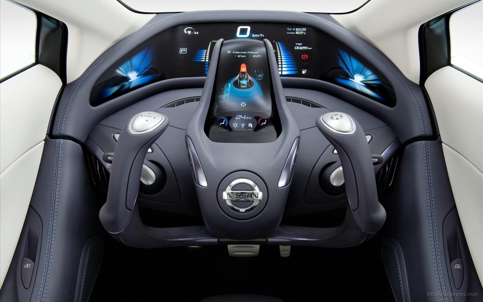 Nissan Land Glider Concept Interior, black and silver nissan car steering wheel