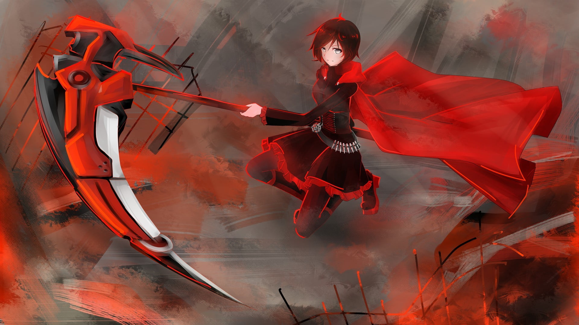 anime, RWBY, Ruby Rose (character), anime girls, weapon, scythe