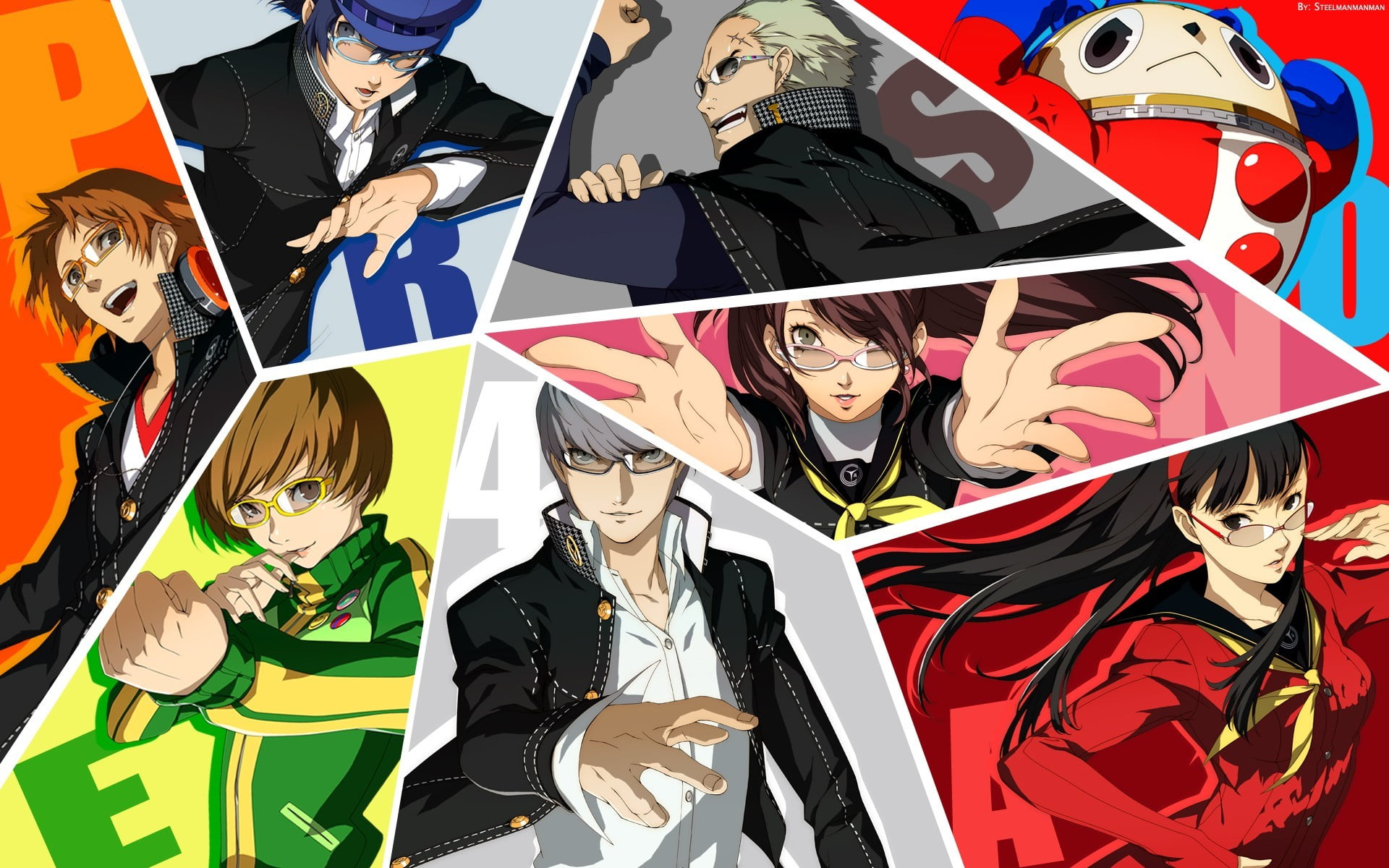 Persona 4 wallpaper, Persona series, manga, Satonaka Chie, Hanamura Yosuke