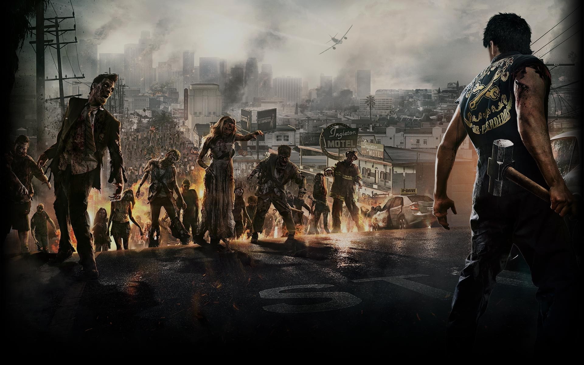 dead rising 3, architecture, city, group of people, men, adult