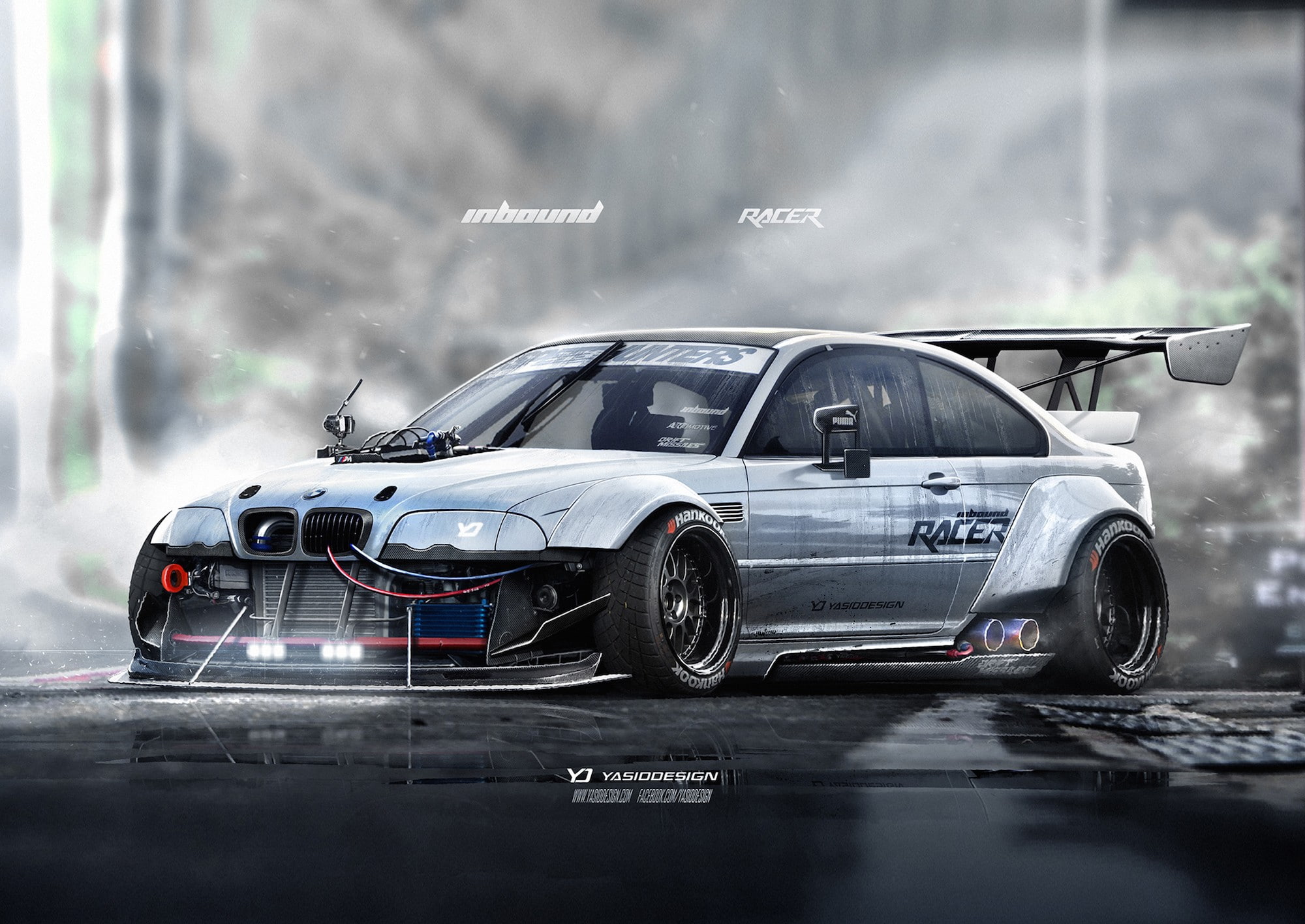 BMW E46, artwork, BMW M3 E46, race cars, YASIDDESIGN, render