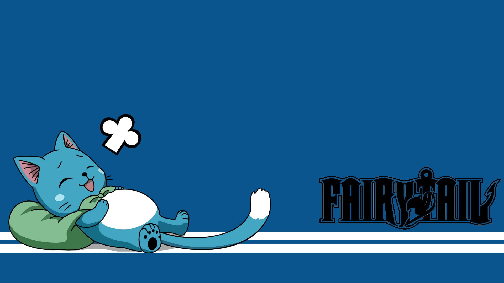 Anime, Fairy Tail, Happy (Fairy Tail), blue, sky, moon, copy space